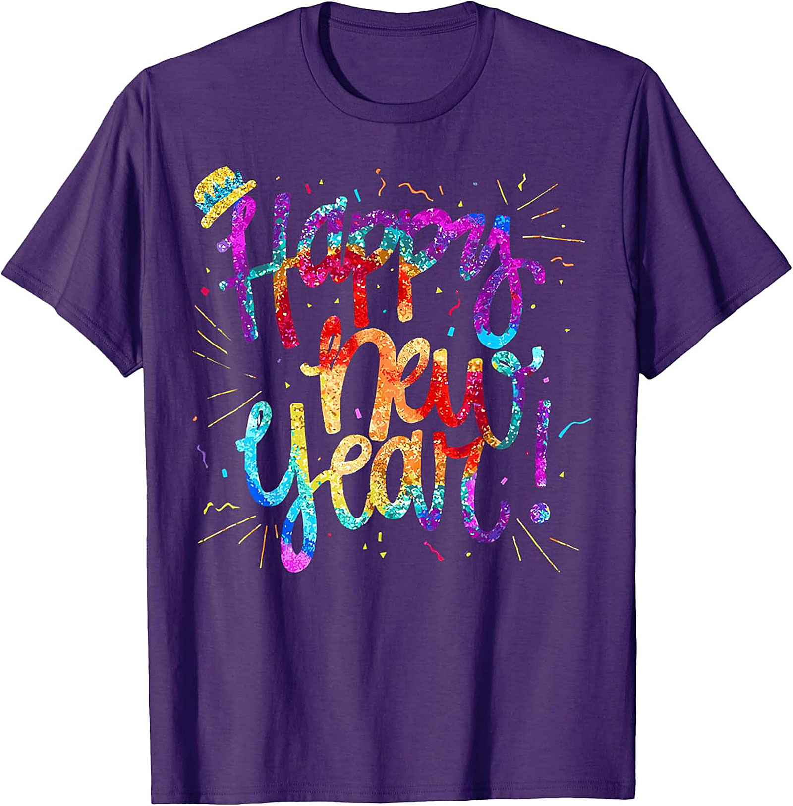 Happy New Year T-shirt Festive Glitter Graphic Tee