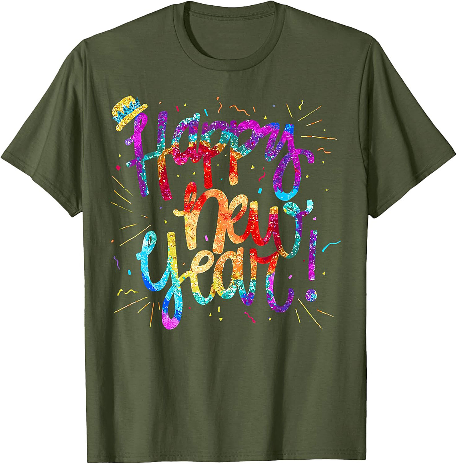 Happy New Year T-shirt Festive Glitter Graphic Tee
