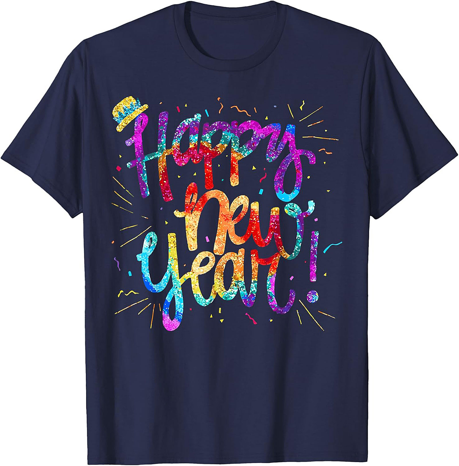 Happy New Year T-shirt Festive Glitter Graphic Tee