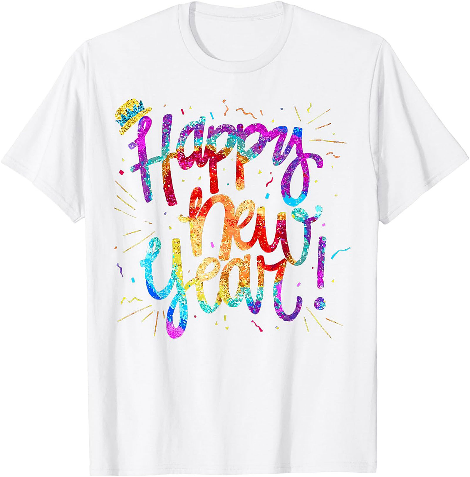 Happy New Year T-shirt Festive Glitter Graphic Tee