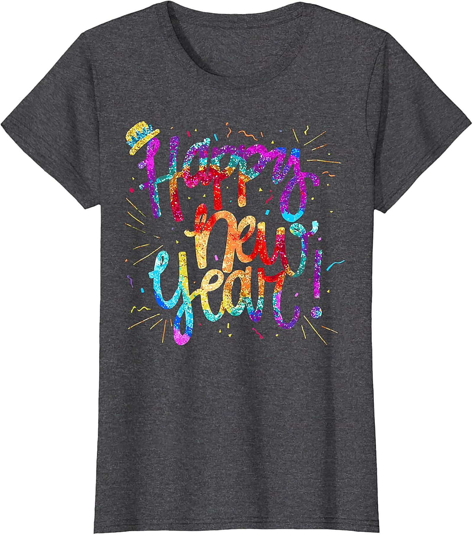 Happy New Year T-shirt Festive Glitter Graphic Tee