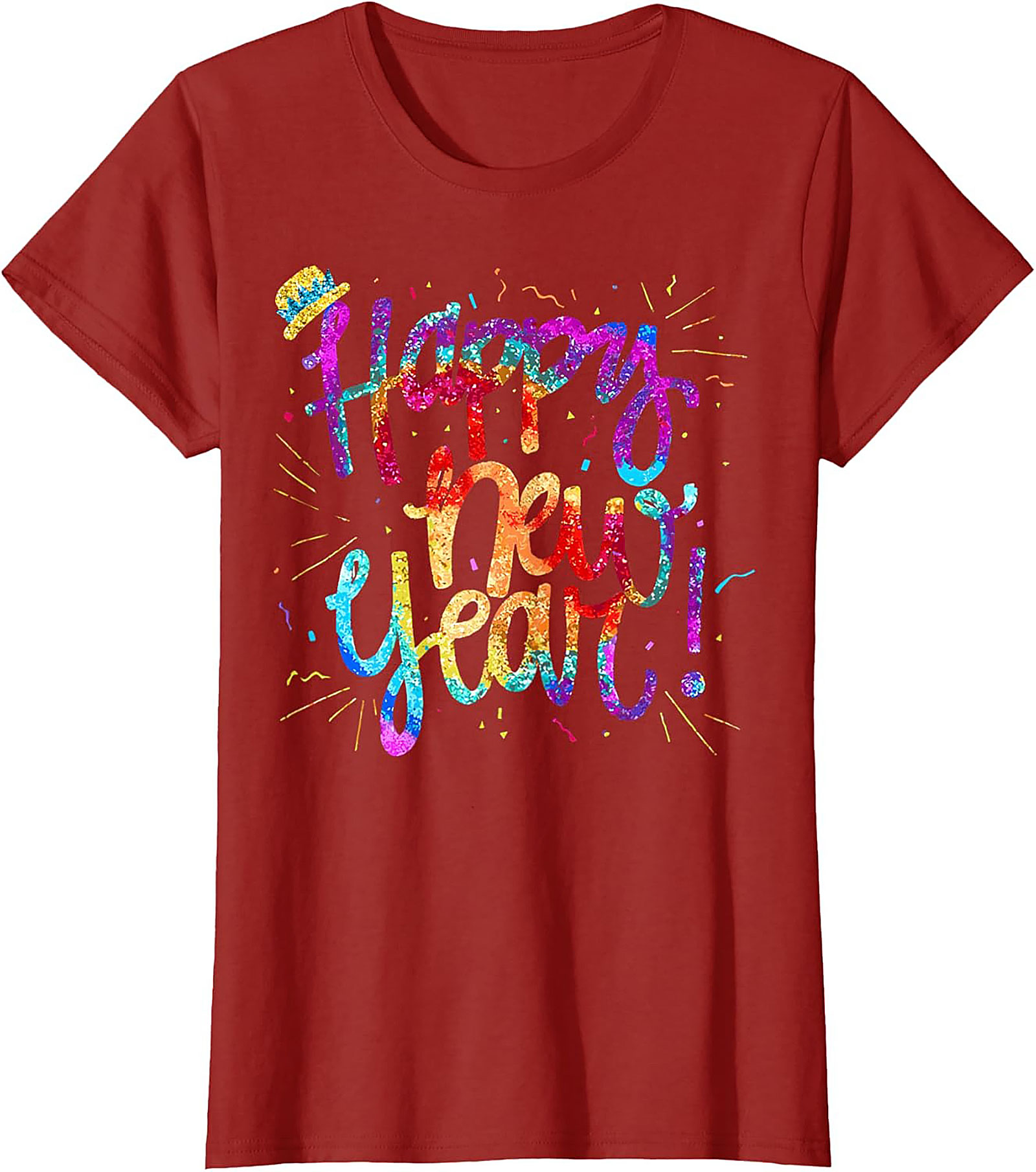Happy New Year T-shirt Festive Glitter Graphic Tee
