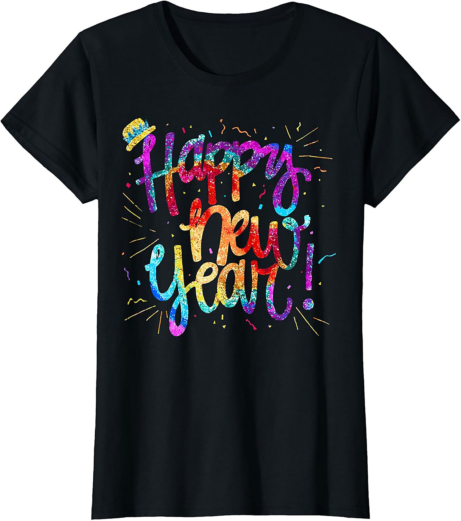 Happy New Year T-shirt Festive Glitter Graphic Tee