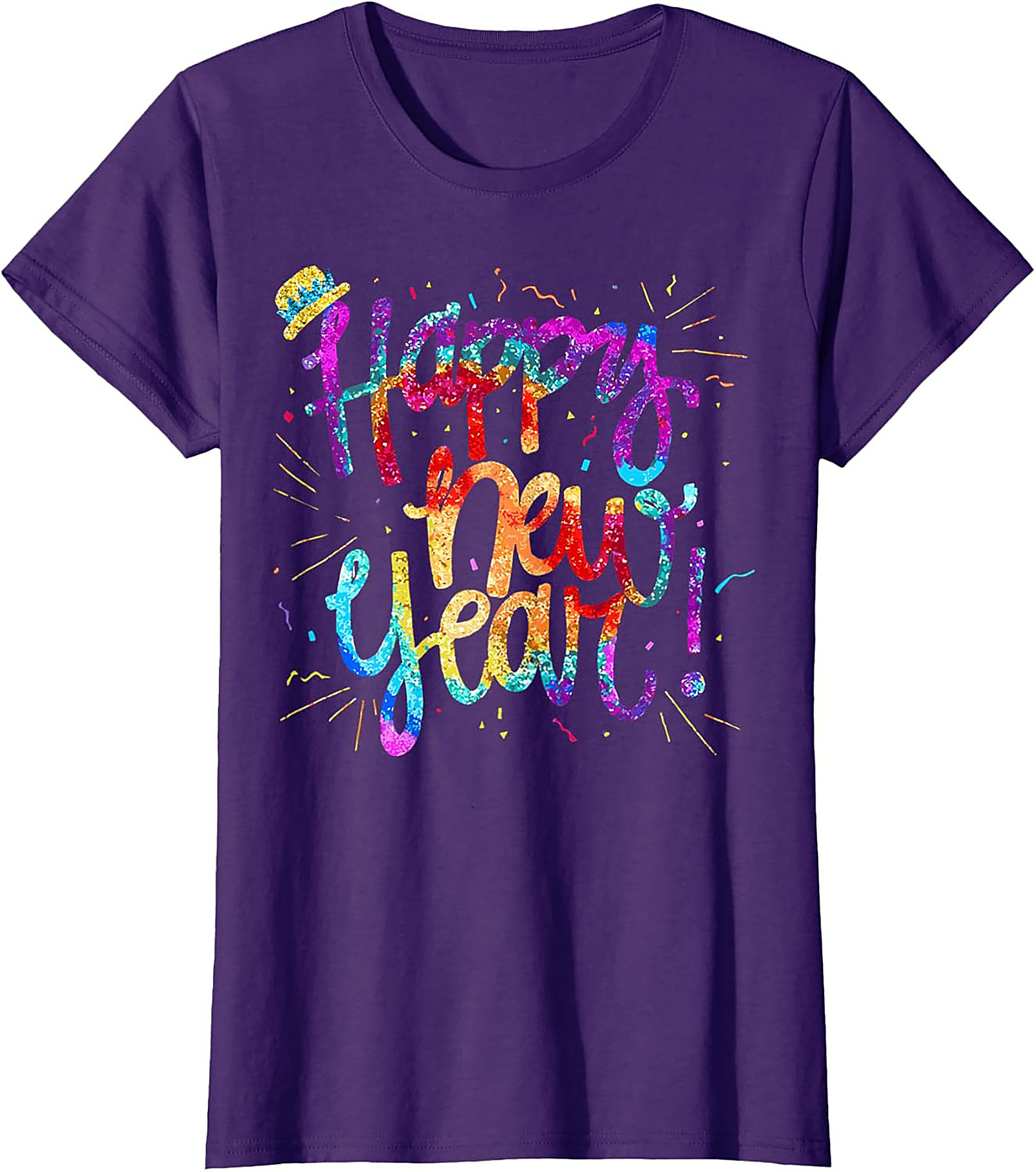 Happy New Year T-shirt Festive Glitter Graphic Tee