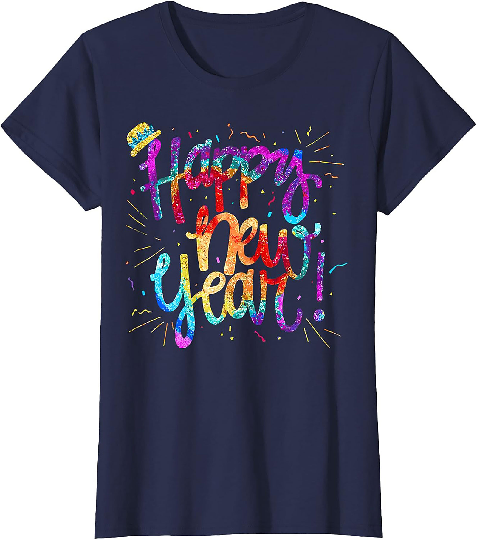 Happy New Year T-shirt Festive Glitter Graphic Tee