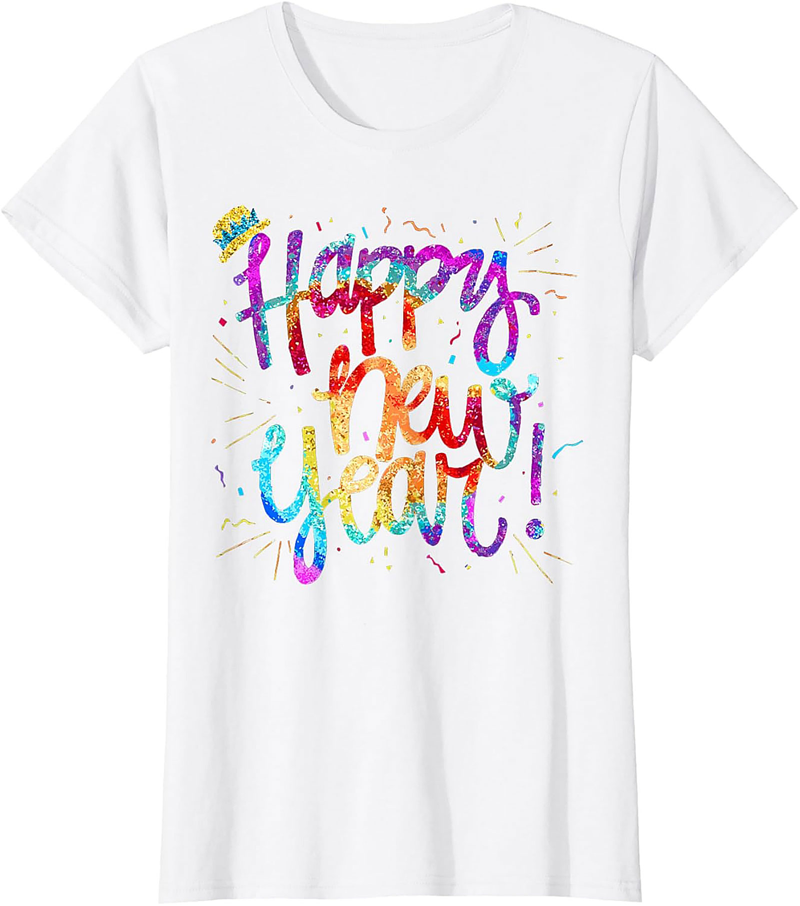 Happy New Year T-shirt Festive Glitter Graphic Tee