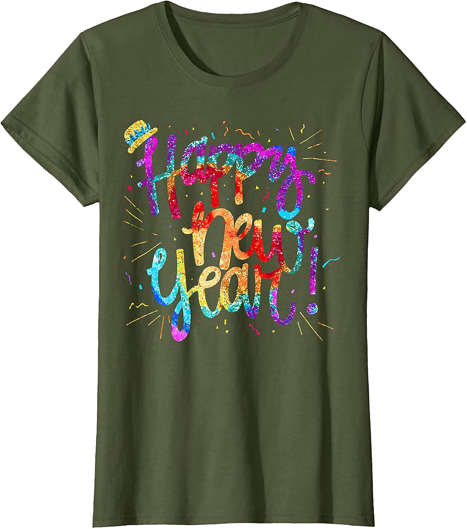 Happy New Year T-shirt Festive Glitter Graphic Tee