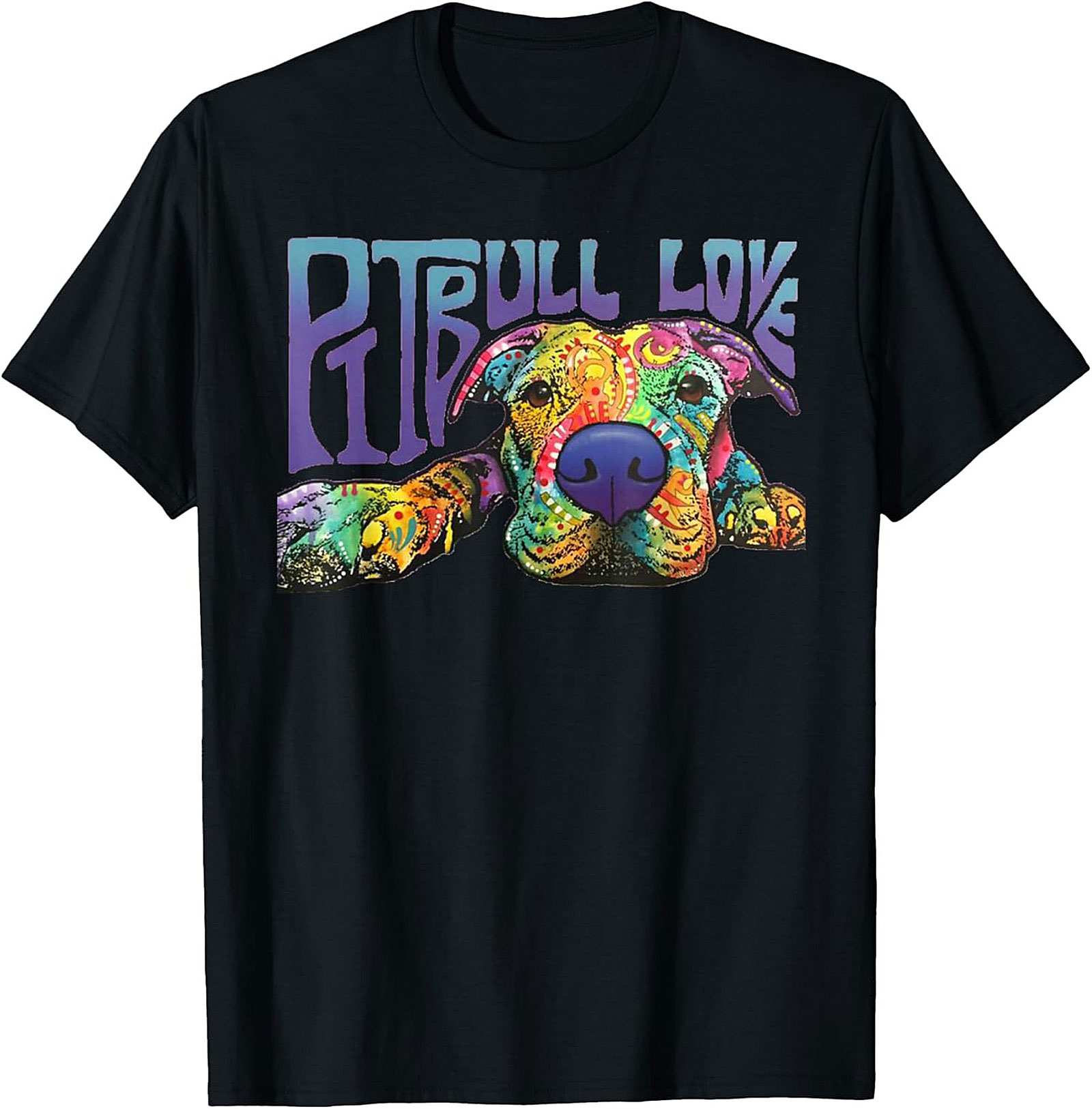 Pitbull Love Graphic Tee | Vibrant Psychedelic Pitbull Dog Unisex Shirt