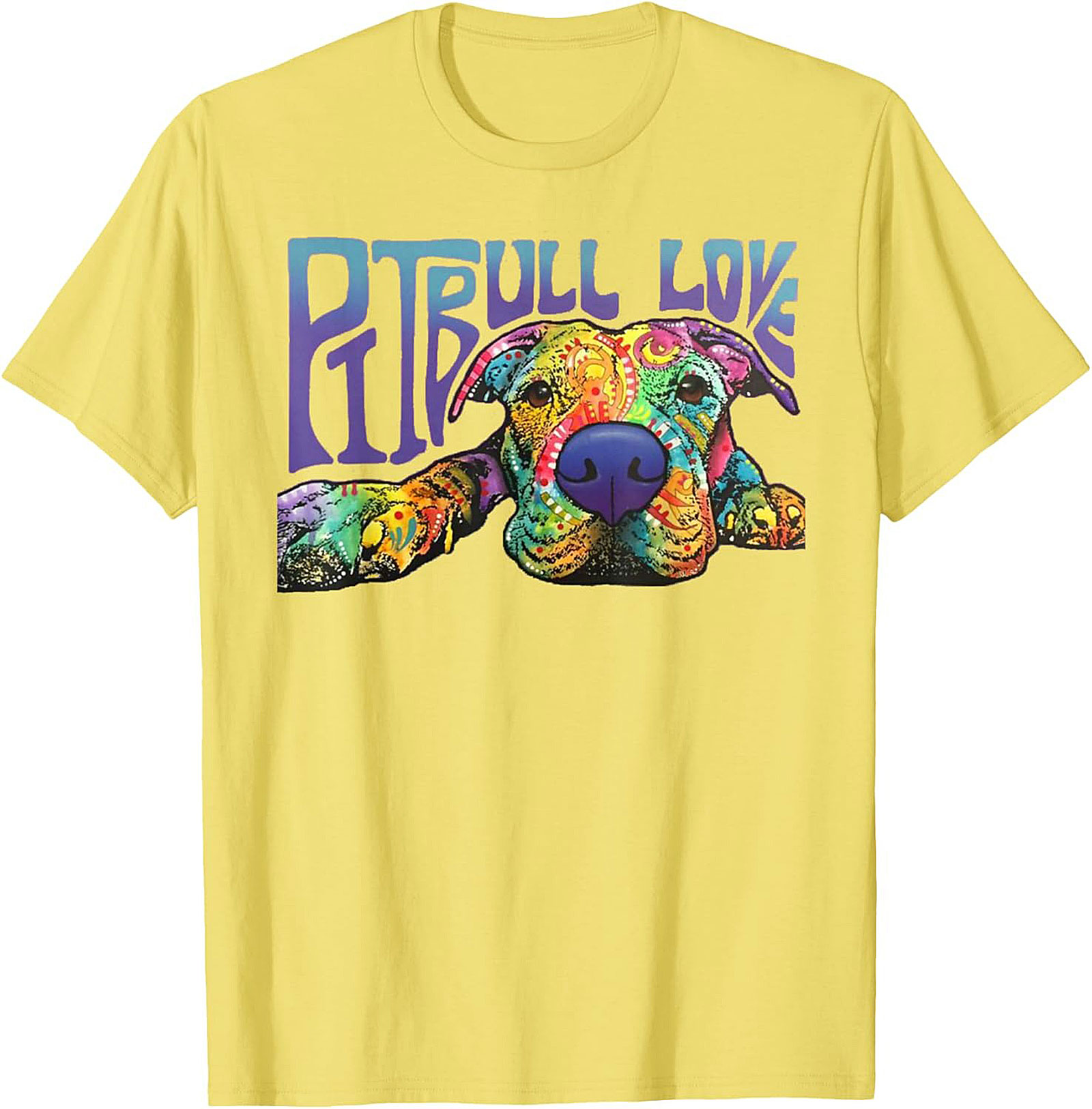 Pitbull Love Graphic Tee | Vibrant Psychedelic Pitbull Dog Unisex Shirt