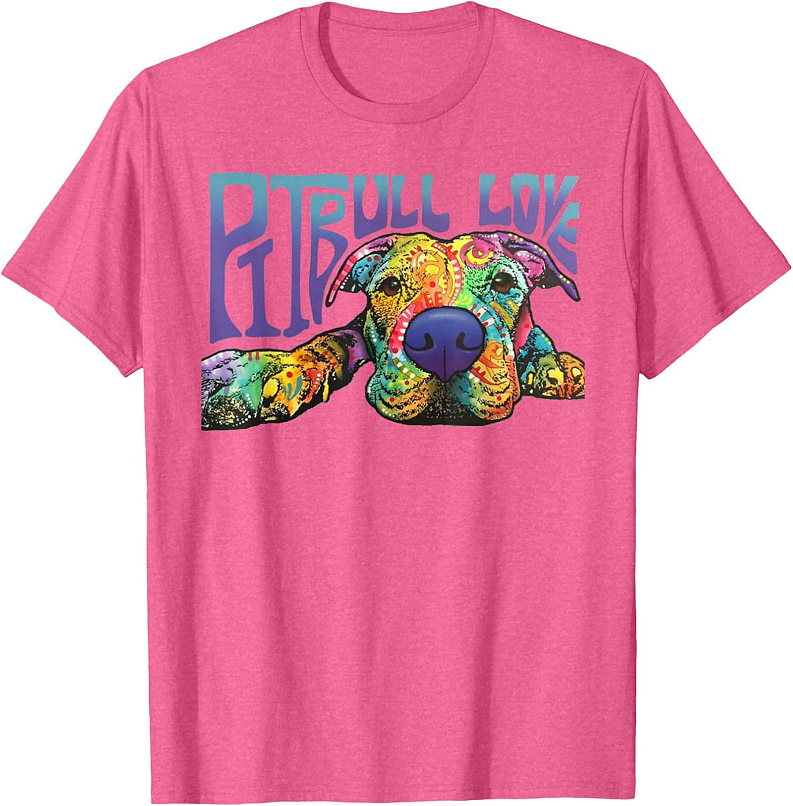 Pitbull Love Graphic Tee | Vibrant Psychedelic Pitbull Dog Unisex Shirt