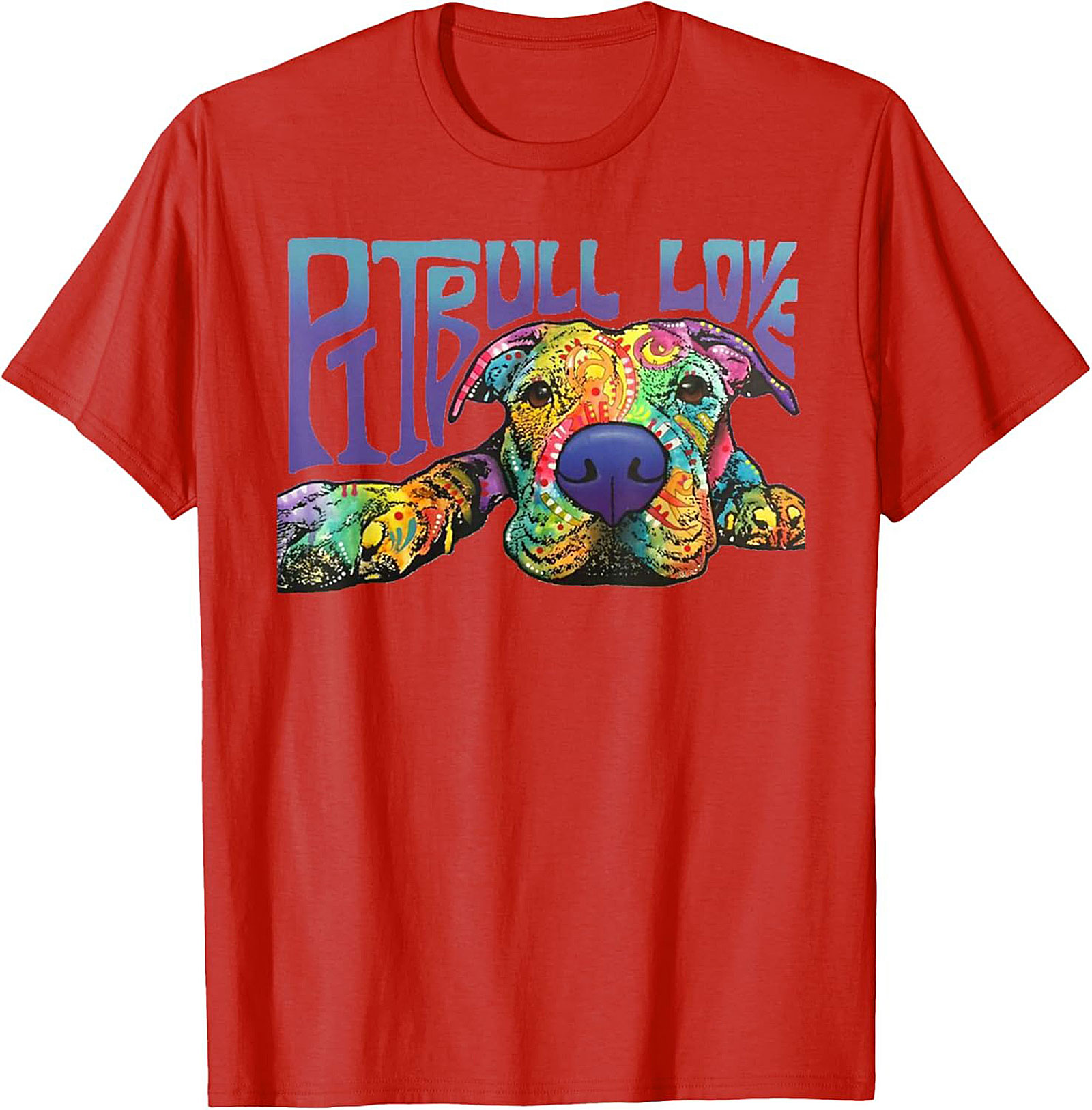 Pitbull Love Graphic Tee | Vibrant Psychedelic Pitbull Dog Unisex Shirt