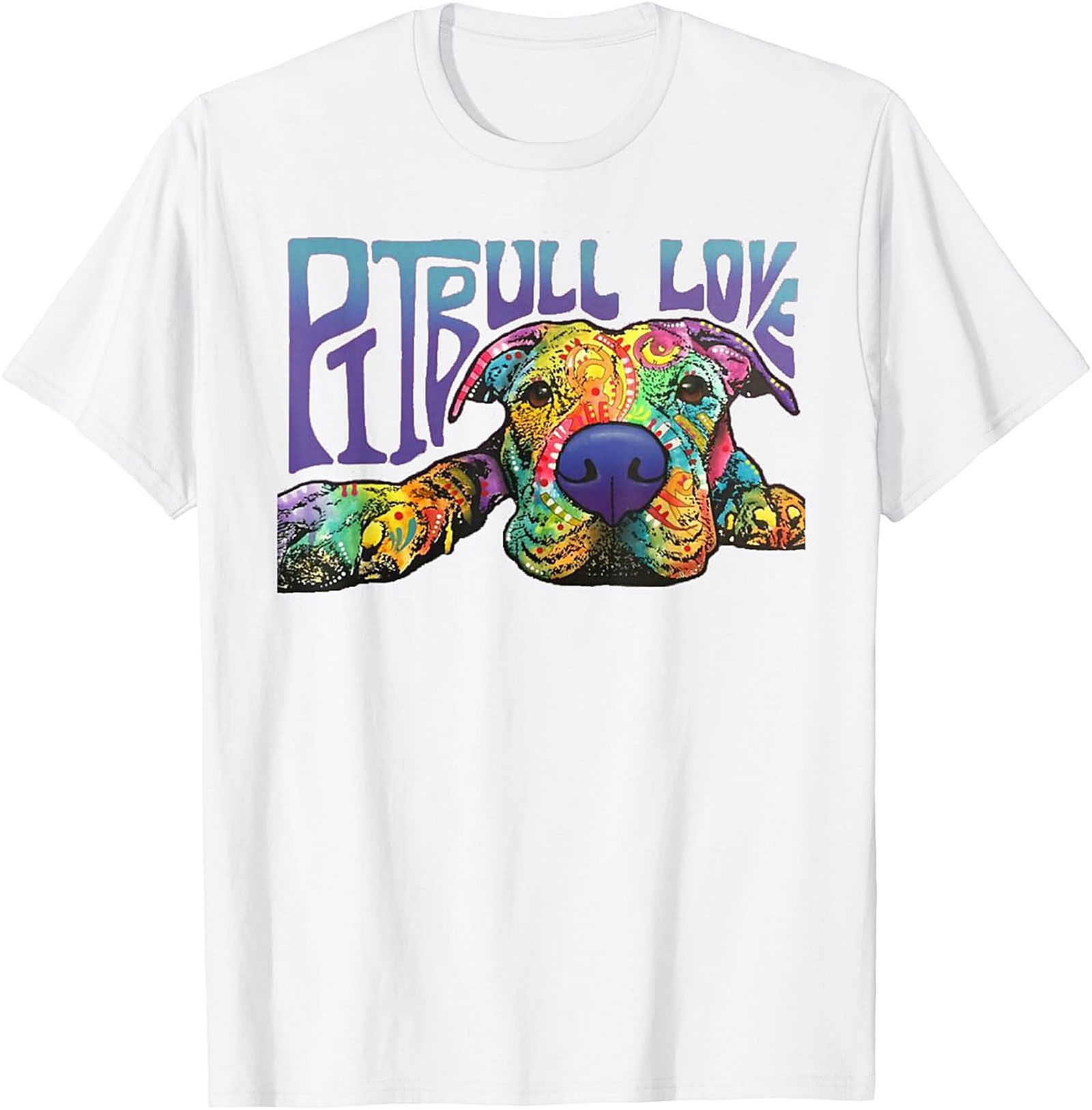Pitbull Love Graphic Tee | Vibrant Psychedelic Pitbull Dog Unisex Shirt
