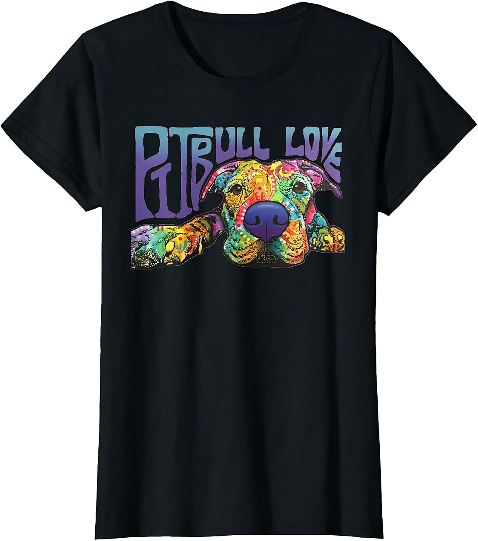 Pitbull Love Graphic Tee | Vibrant Psychedelic Pitbull Dog Unisex Shirt