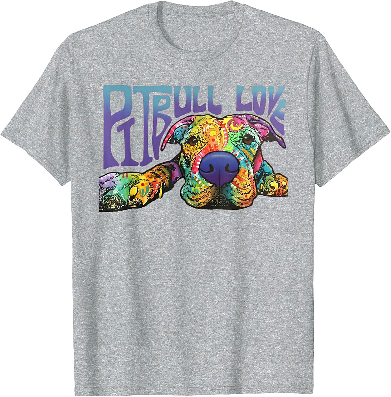 Pitbull Love Graphic Tee | Vibrant Psychedelic Pitbull Dog Unisex Shirt
