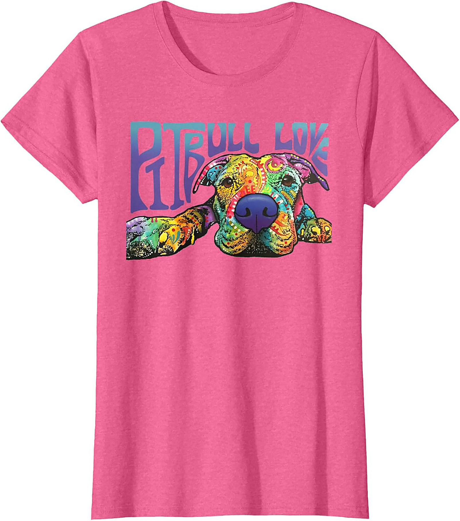 Pitbull Love Graphic Tee | Vibrant Psychedelic Pitbull Dog Unisex Shirt