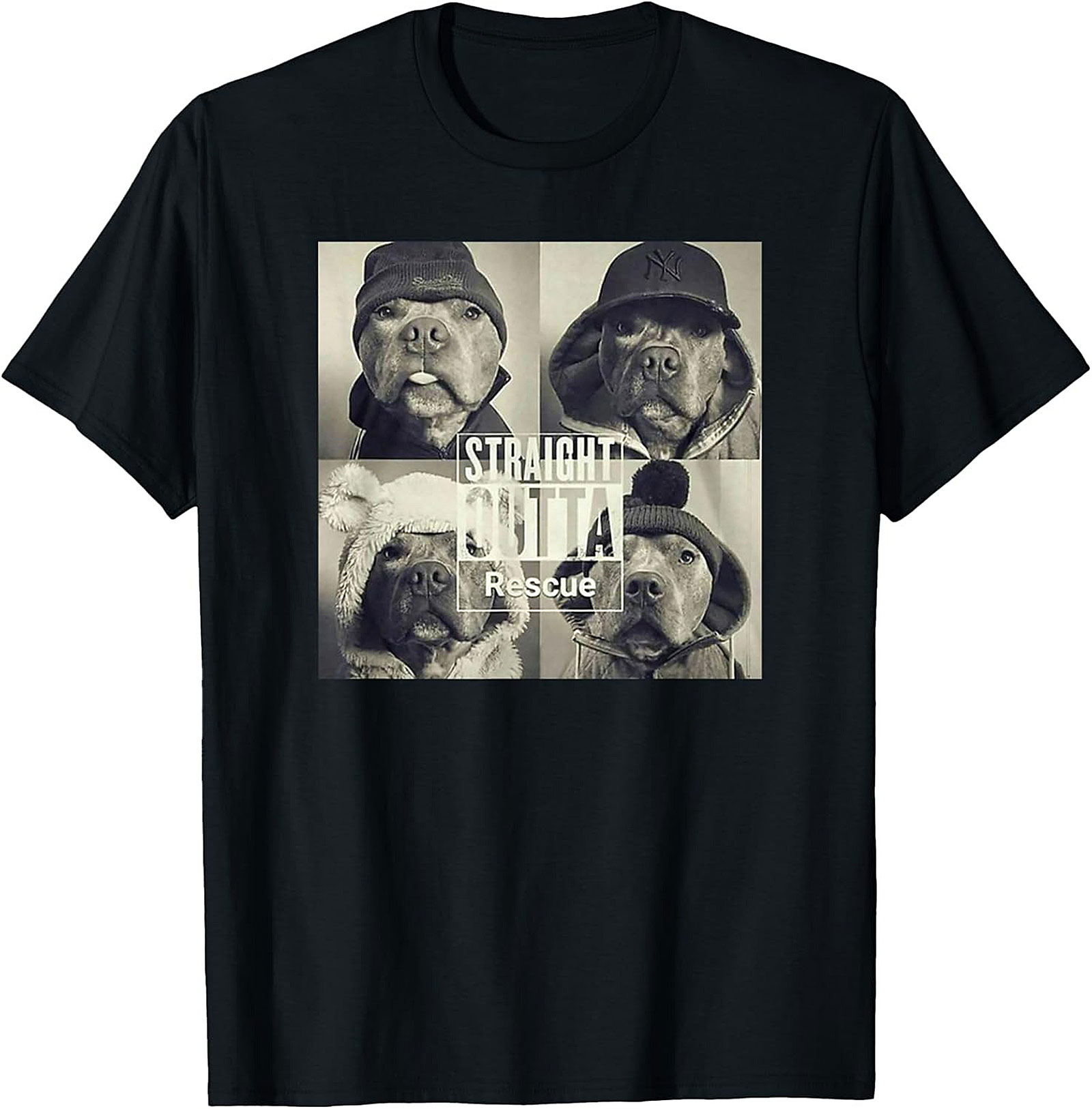 Straight Outta Rescue Pit Bull Graphic Tee – Funny Dog Lover Shirt