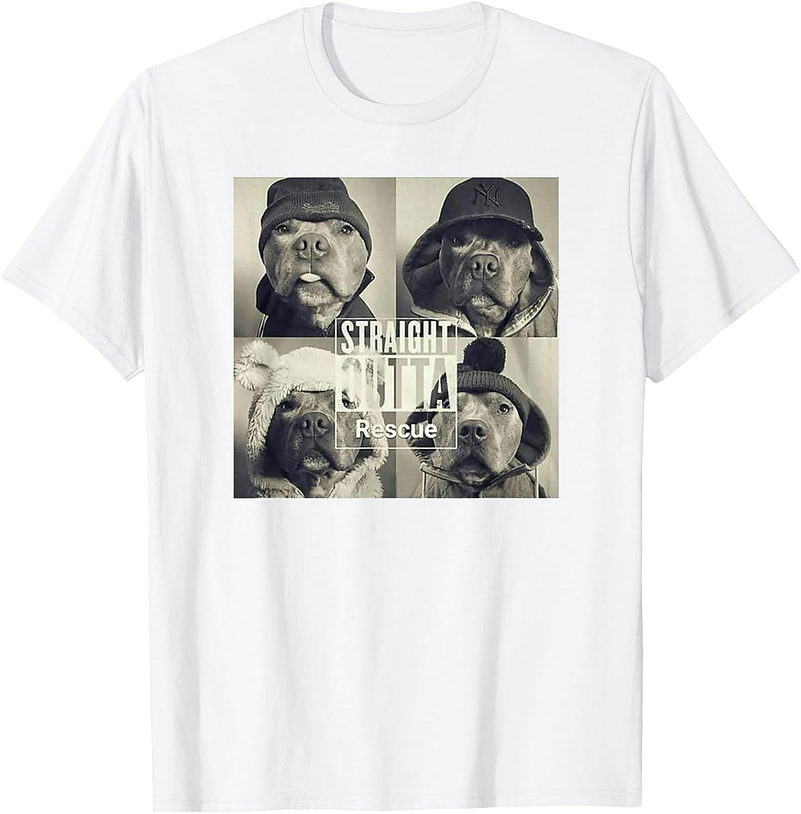 Straight Outta Rescue Pit Bull Graphic Tee – Funny Dog Lover Shirt
