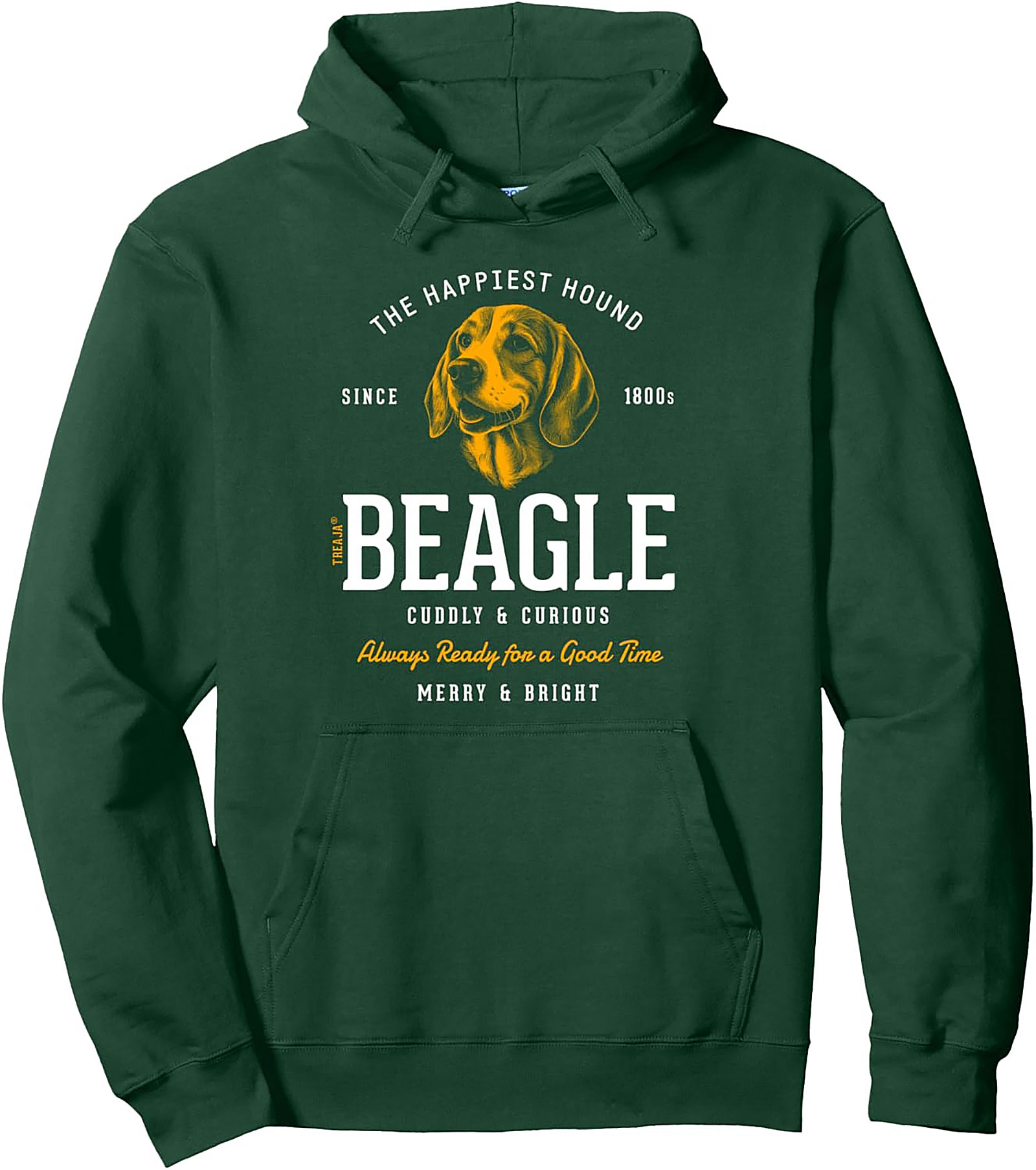 The Happiest Hound Beagle Pullover Hoodie | Cuddly & Curious Dog Lover Graphic Hoodie