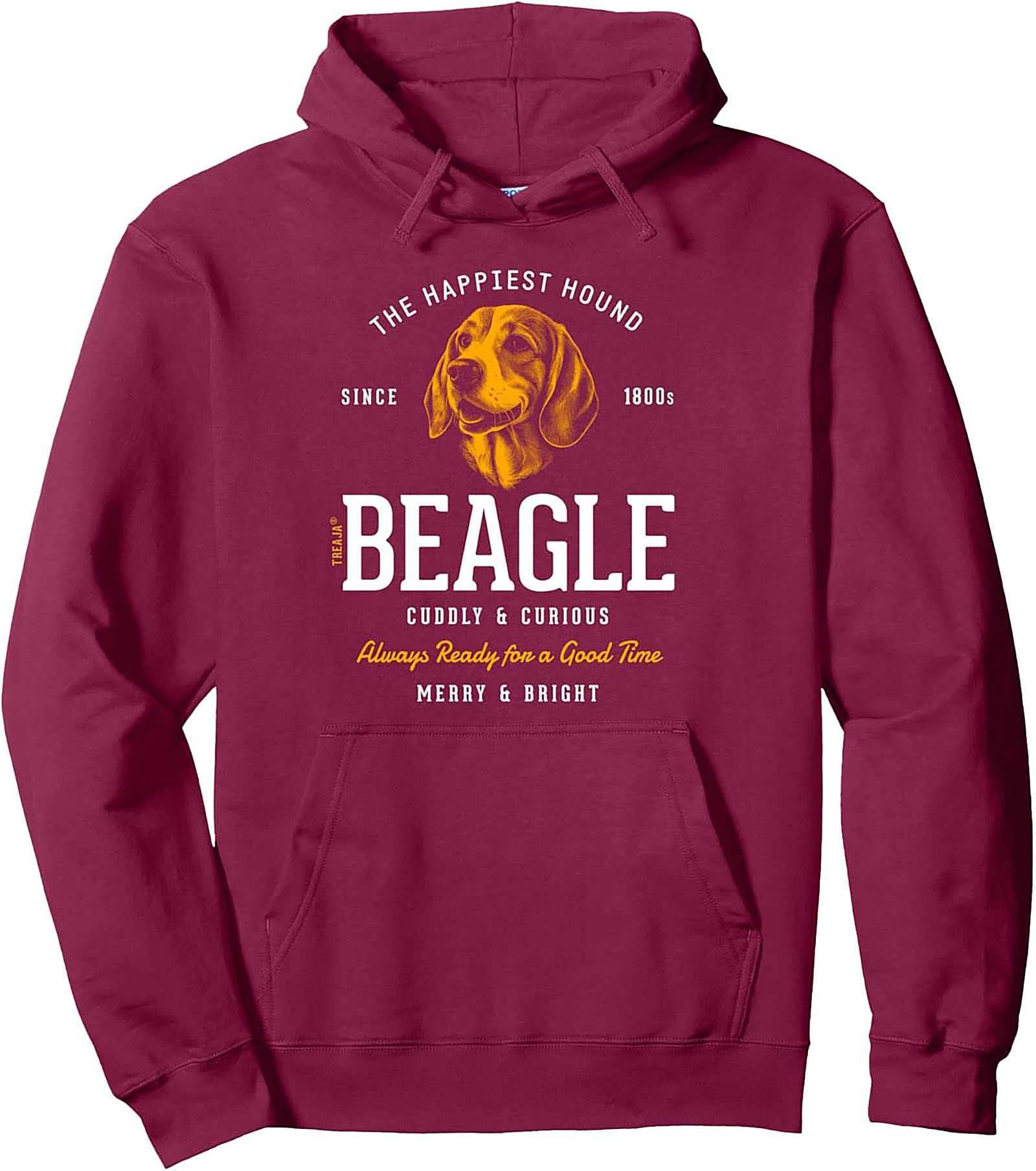 The Happiest Hound Beagle Pullover Hoodie | Cuddly & Curious Dog Lover Graphic Hoodie
