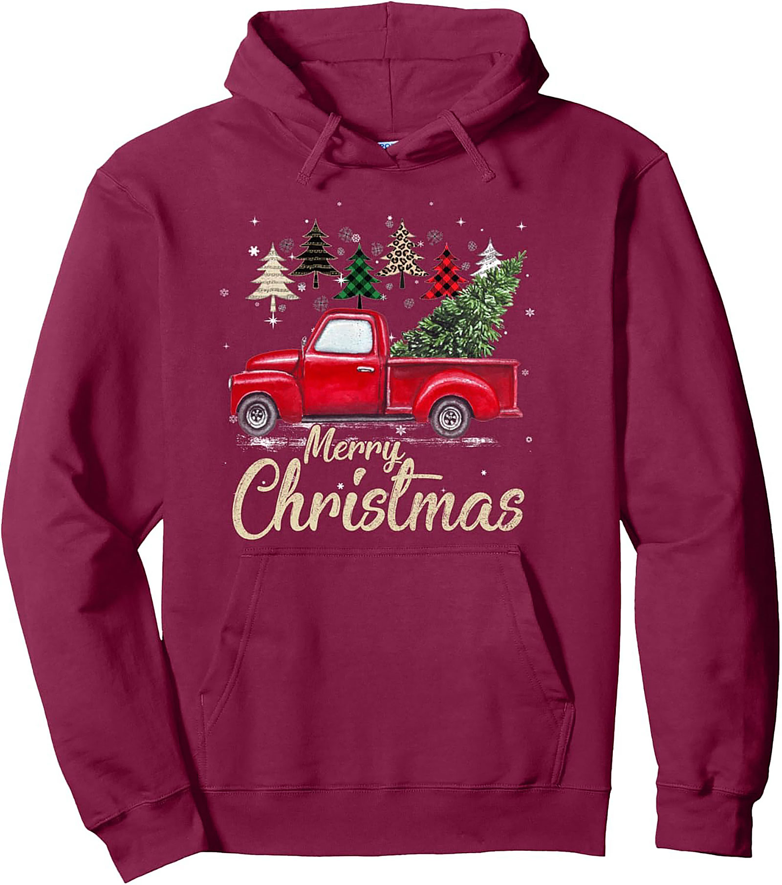  Vintage Red Truck Christmas Pullover Hoodie