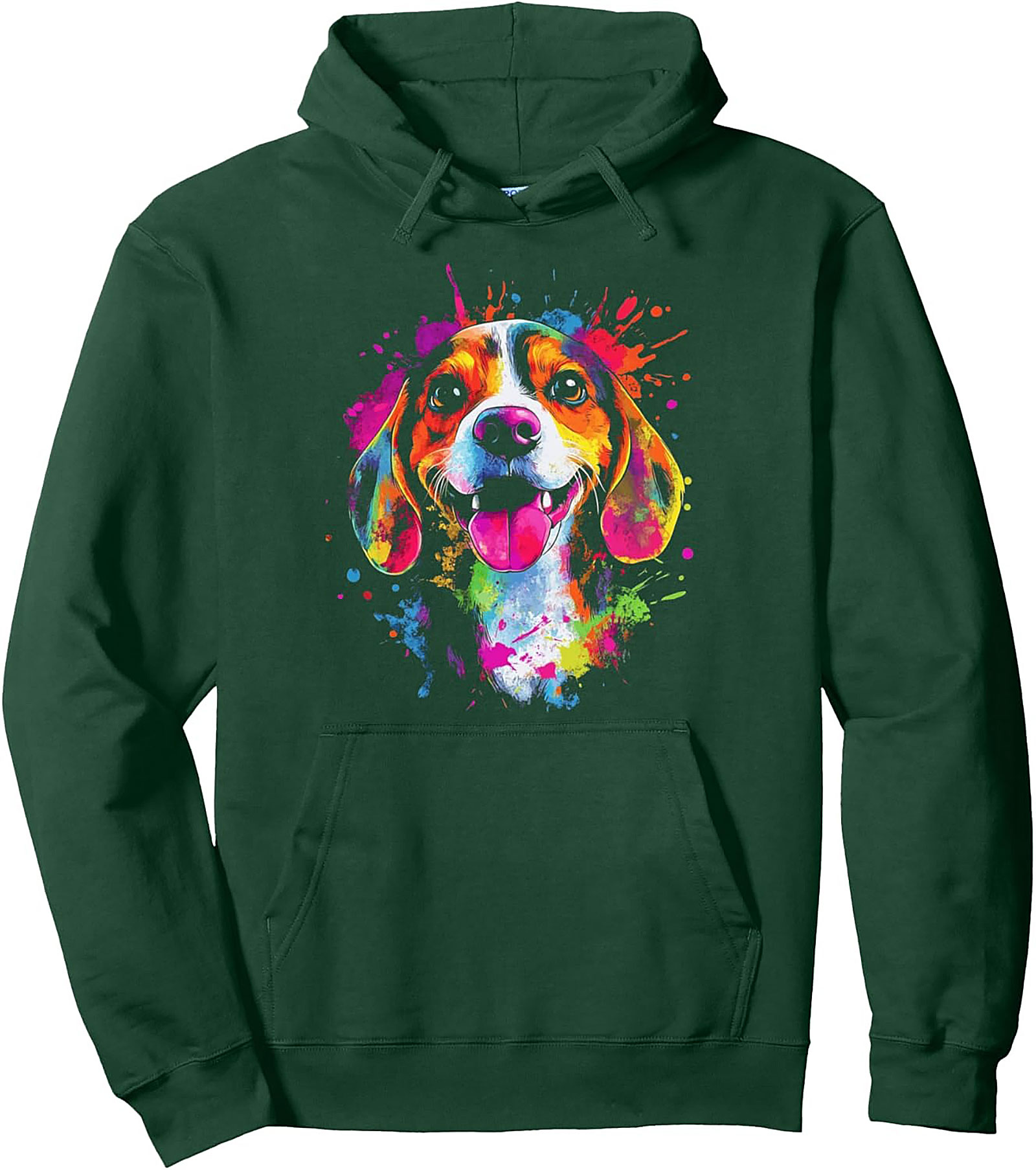 Colorful Beagle Pullover Hoodie | Vibrant Watercolor Dog Graphic Hoodie