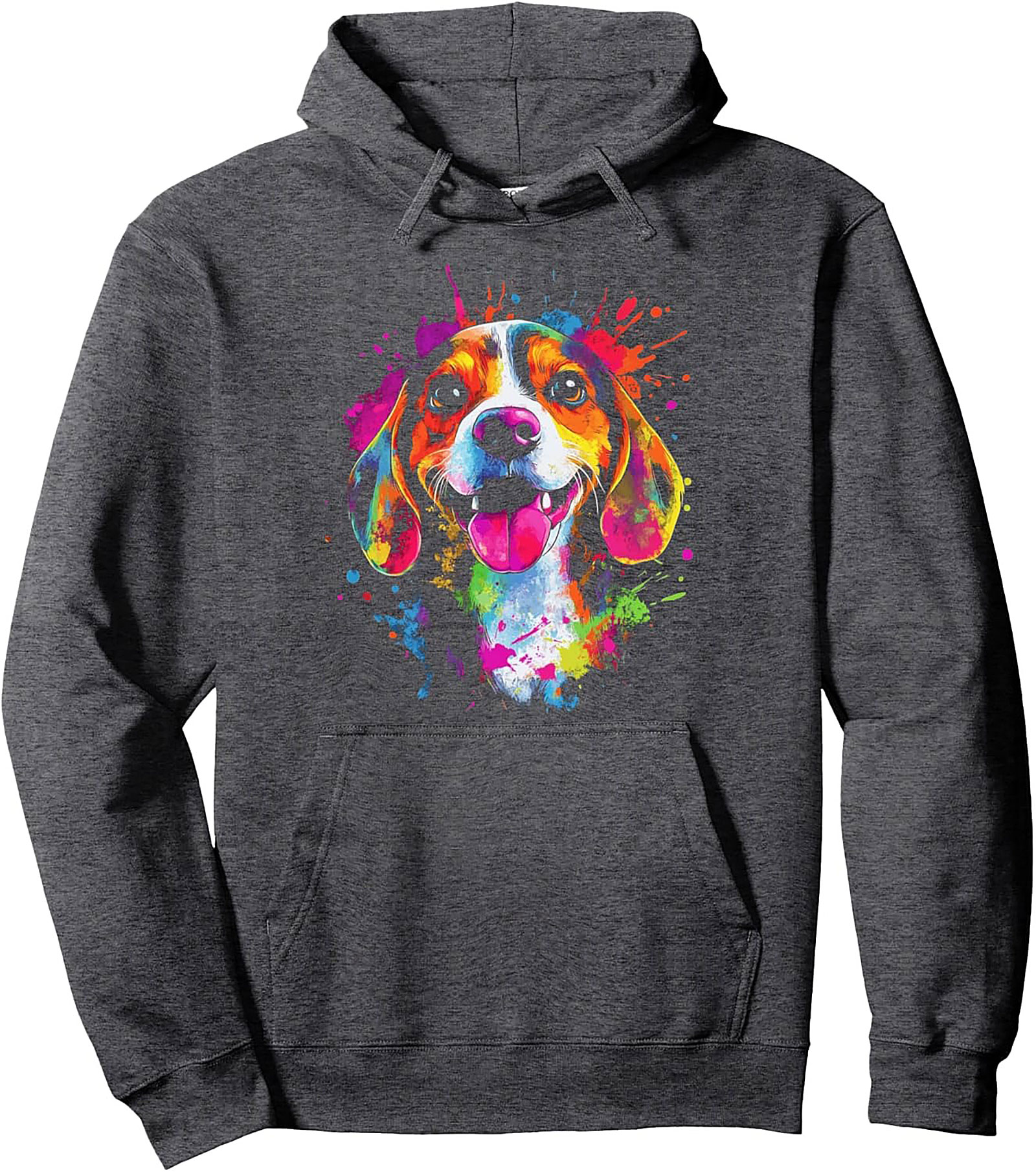 Colorful Beagle Pullover Hoodie | Vibrant Watercolor Dog Graphic Hoodie