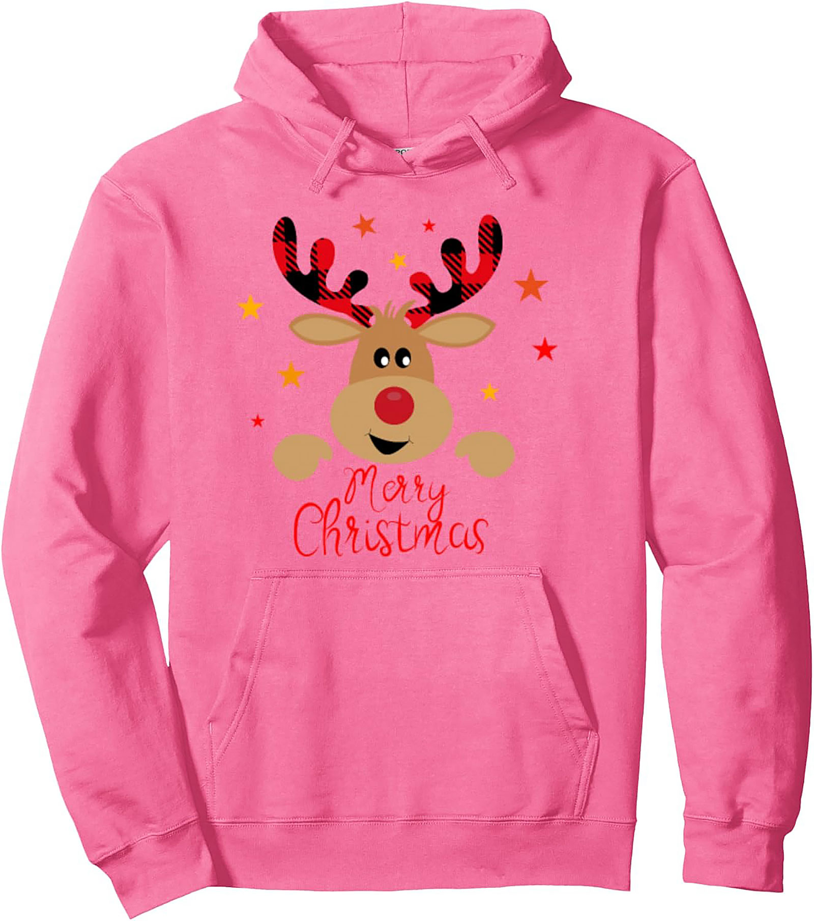 Cozy Buffalo Plaid Reindeer Christmas Hoodie