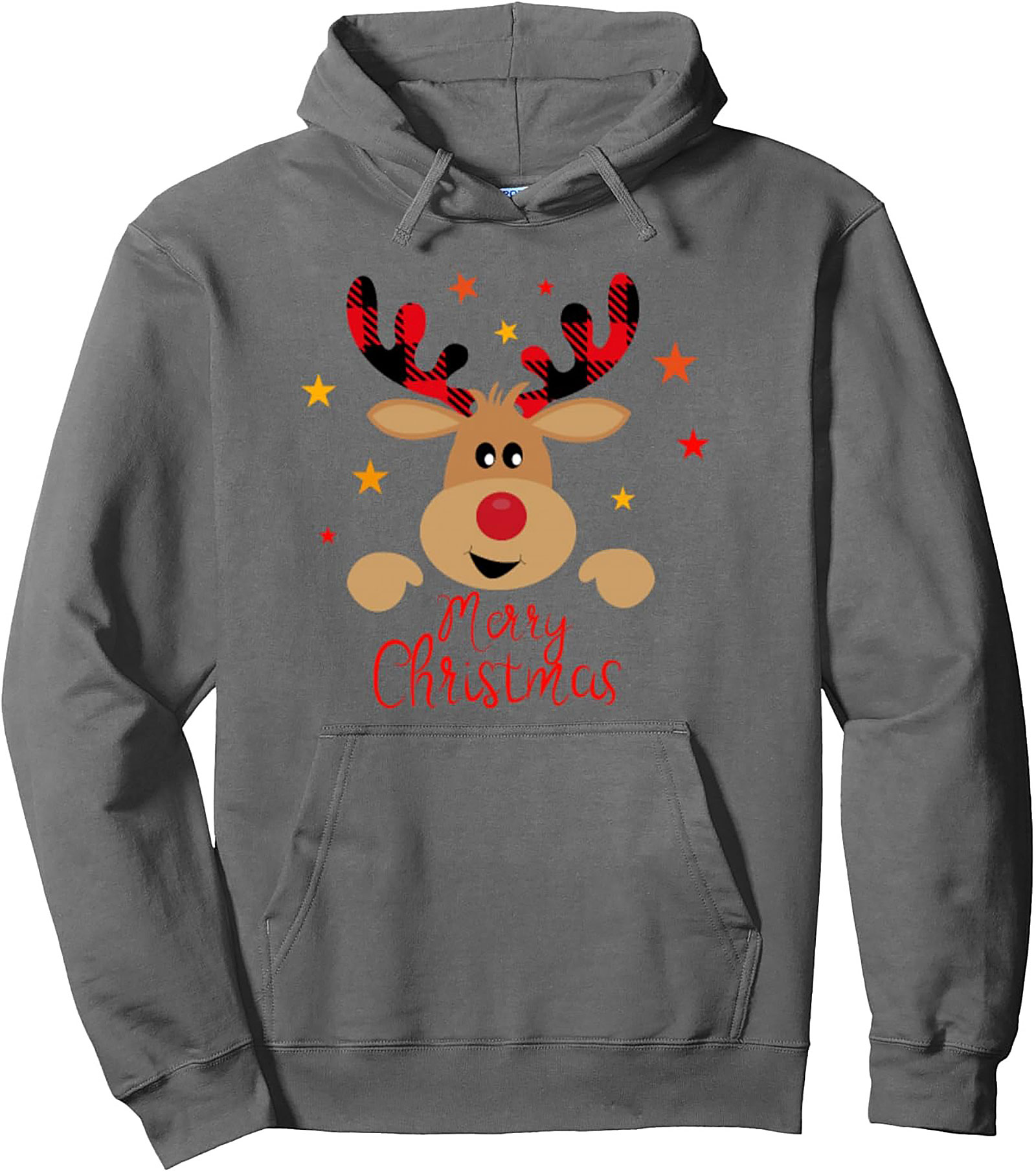 Cozy Buffalo Plaid Reindeer Christmas Hoodie