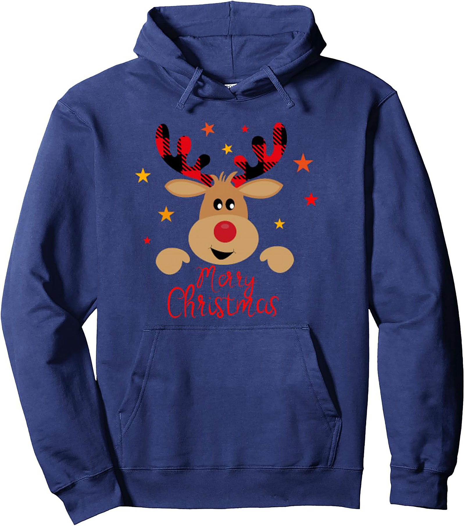 Cozy Buffalo Plaid Reindeer Christmas Hoodie