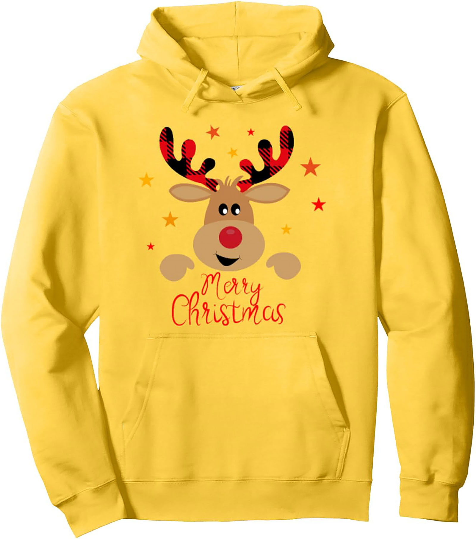 Cozy Buffalo Plaid Reindeer Christmas Hoodie