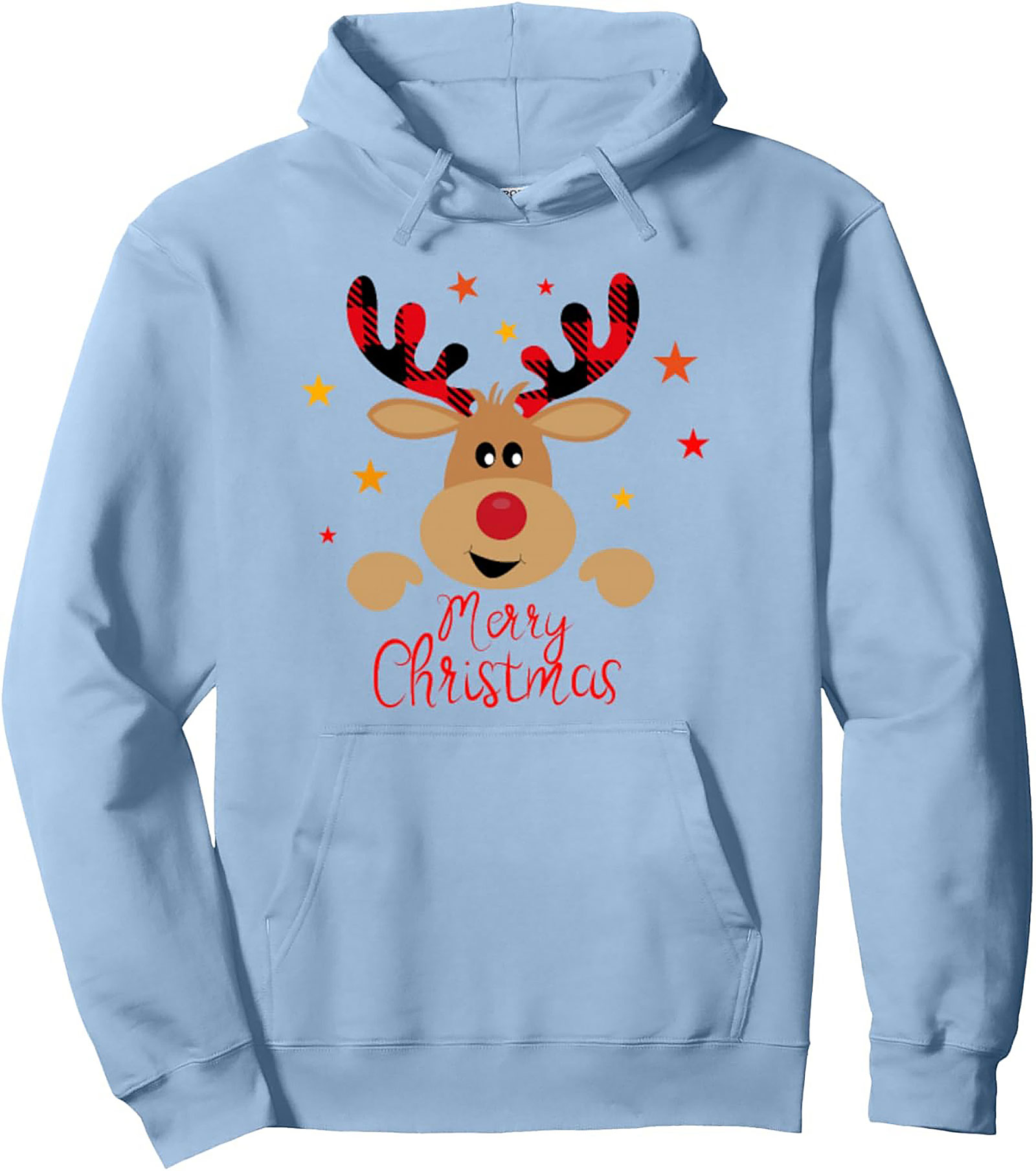 Cozy Buffalo Plaid Reindeer Christmas Hoodie