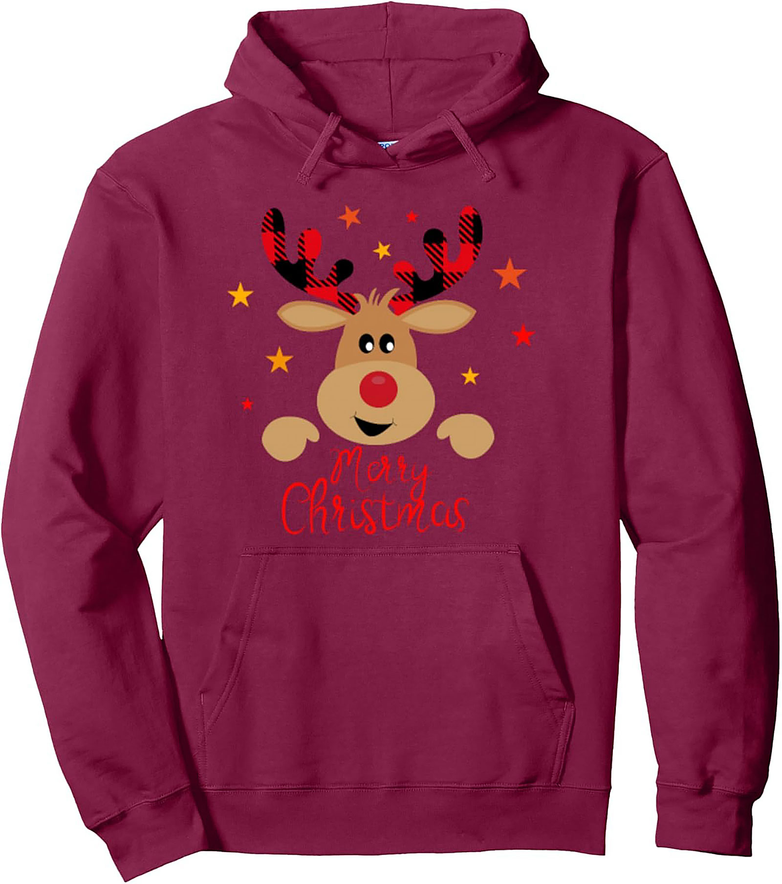 Cozy Buffalo Plaid Reindeer Christmas Hoodie
