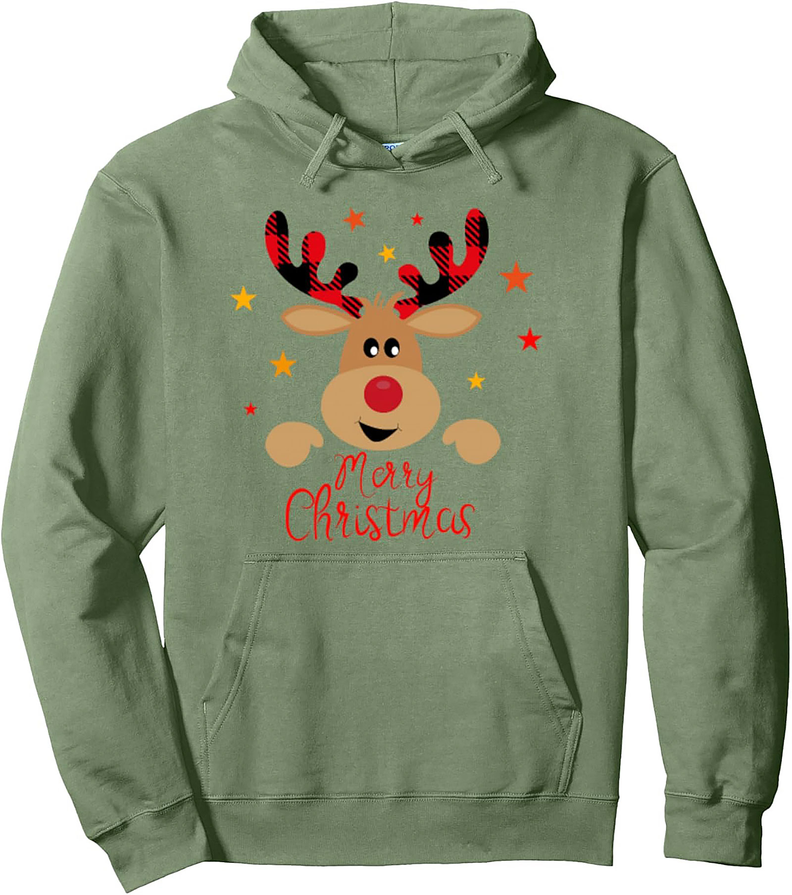 Cozy Buffalo Plaid Reindeer Christmas Hoodie
