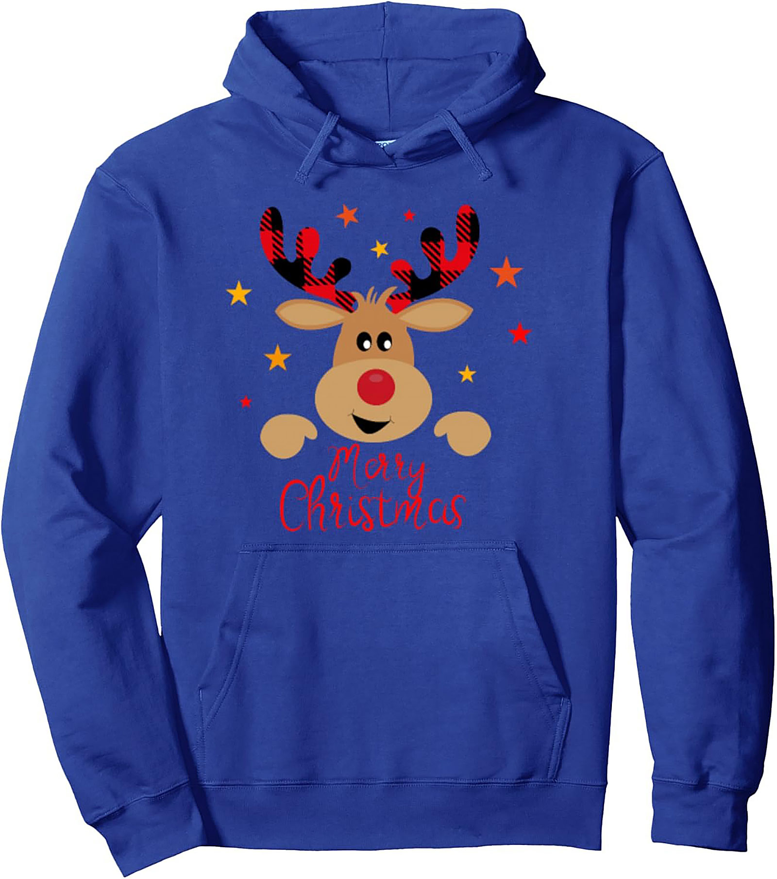 Cozy Buffalo Plaid Reindeer Christmas Hoodie