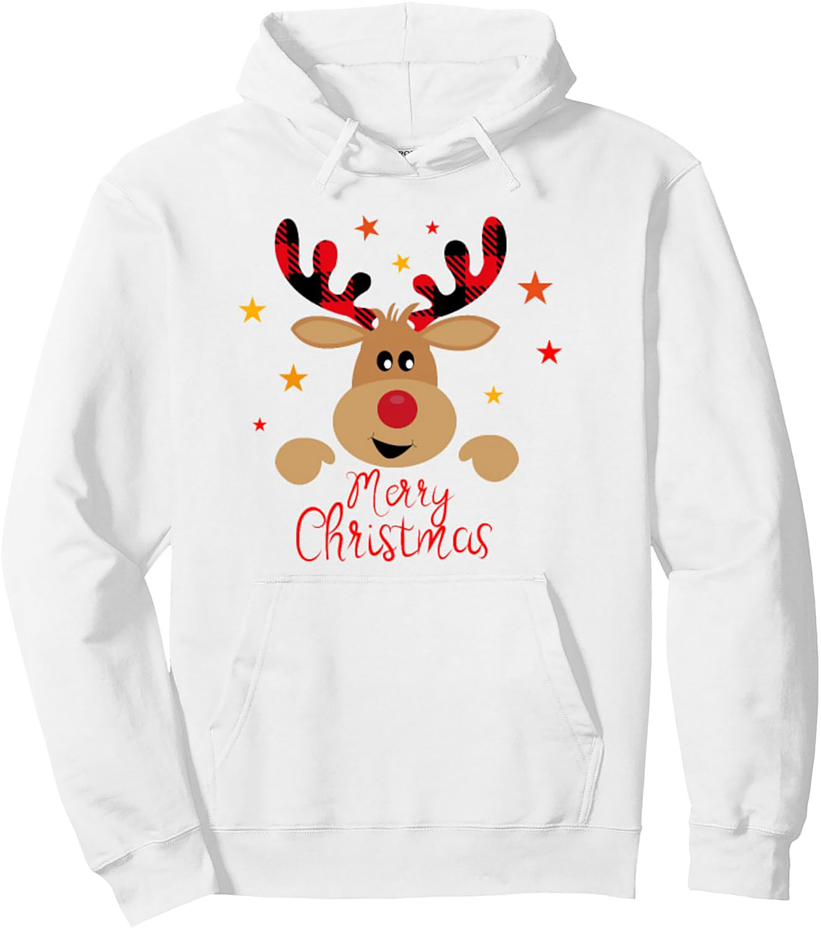 Cozy Buffalo Plaid Reindeer Christmas Hoodie