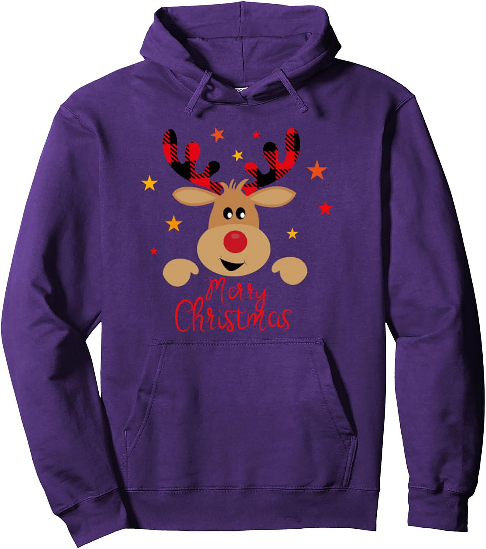 Cozy Buffalo Plaid Reindeer Christmas Hoodie