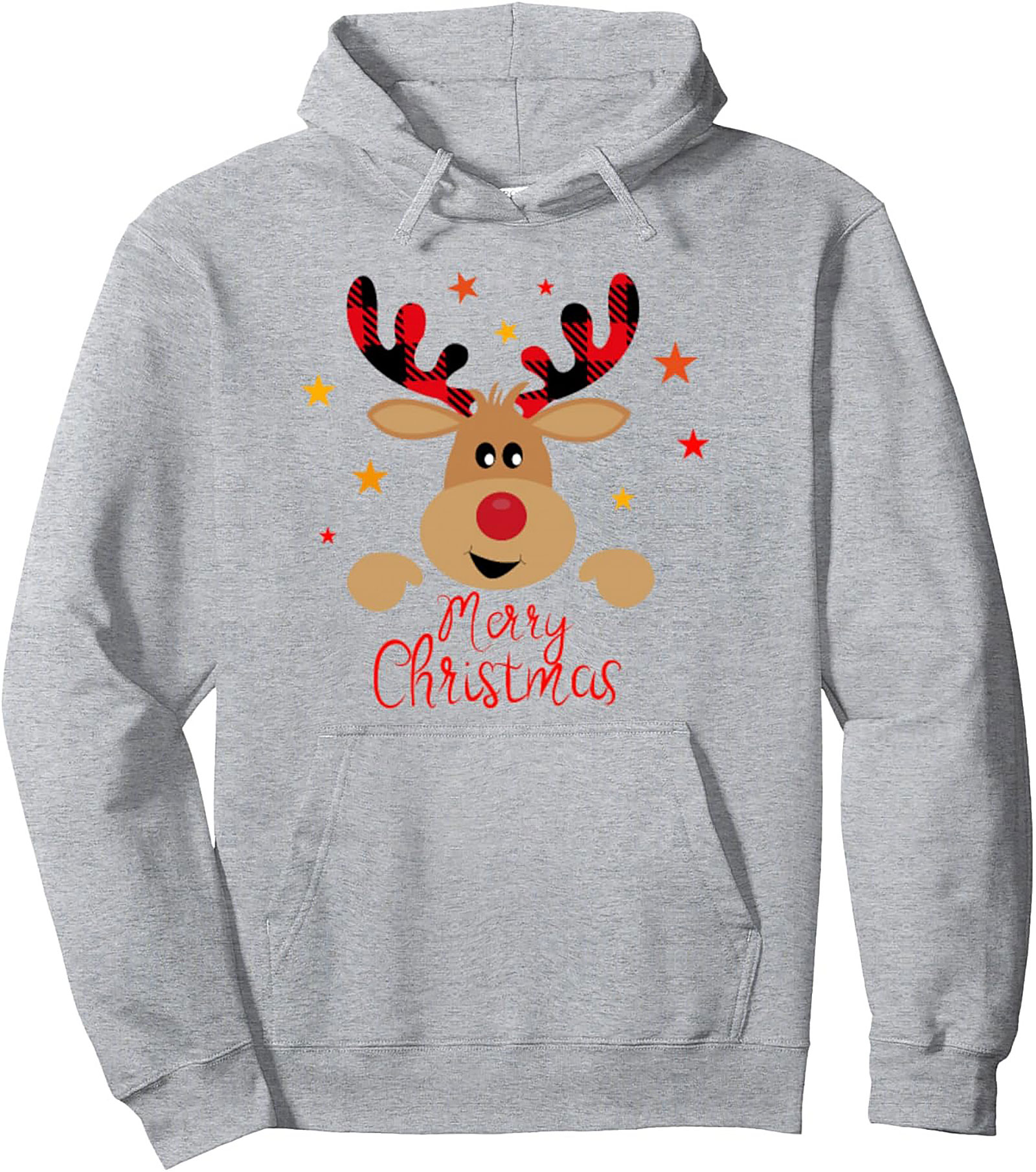 Cozy Buffalo Plaid Reindeer Christmas Hoodie