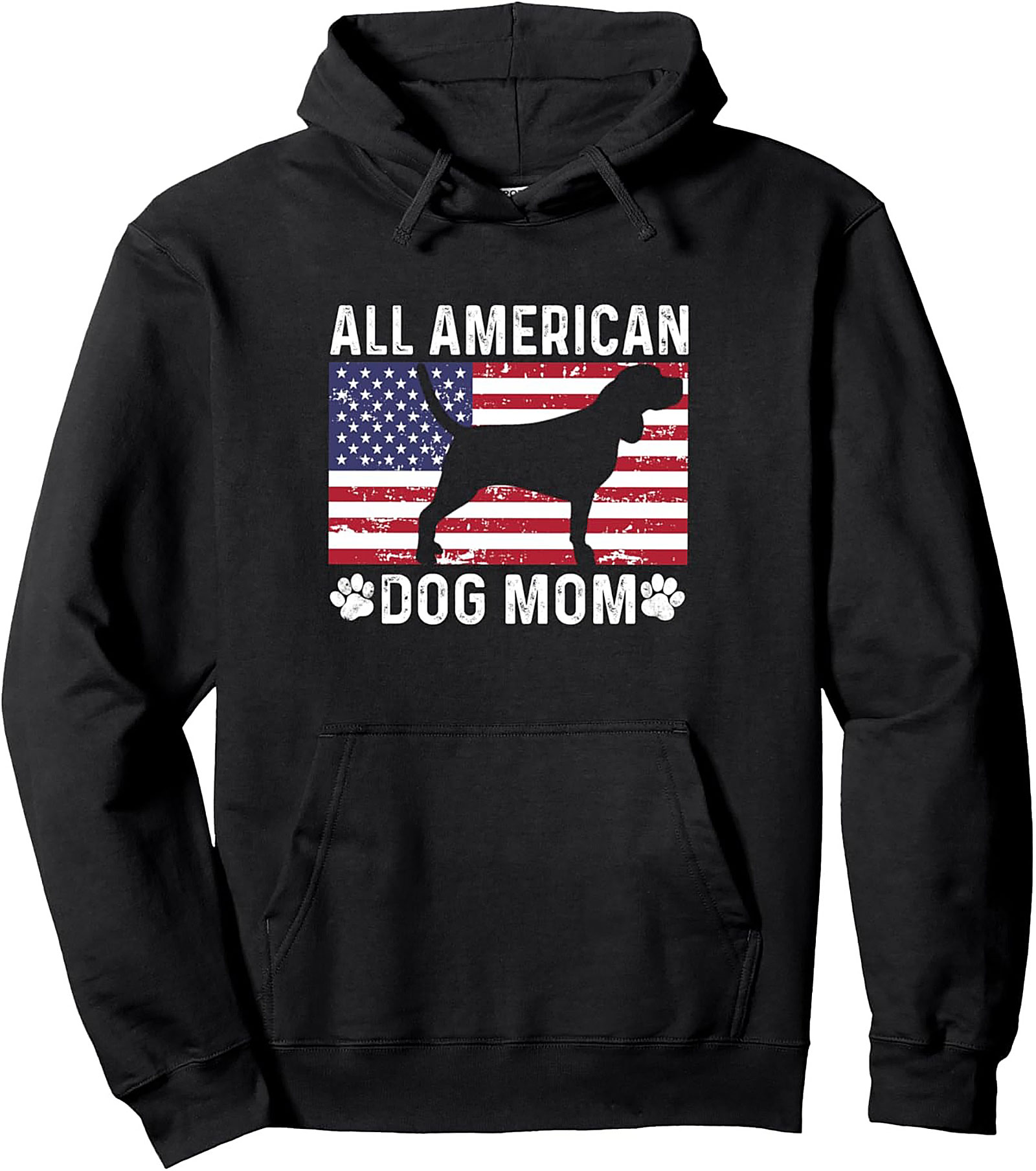 All American Dog Mom Pullover Hoodie - Patriotic Dog Lover Graphic Hoodie