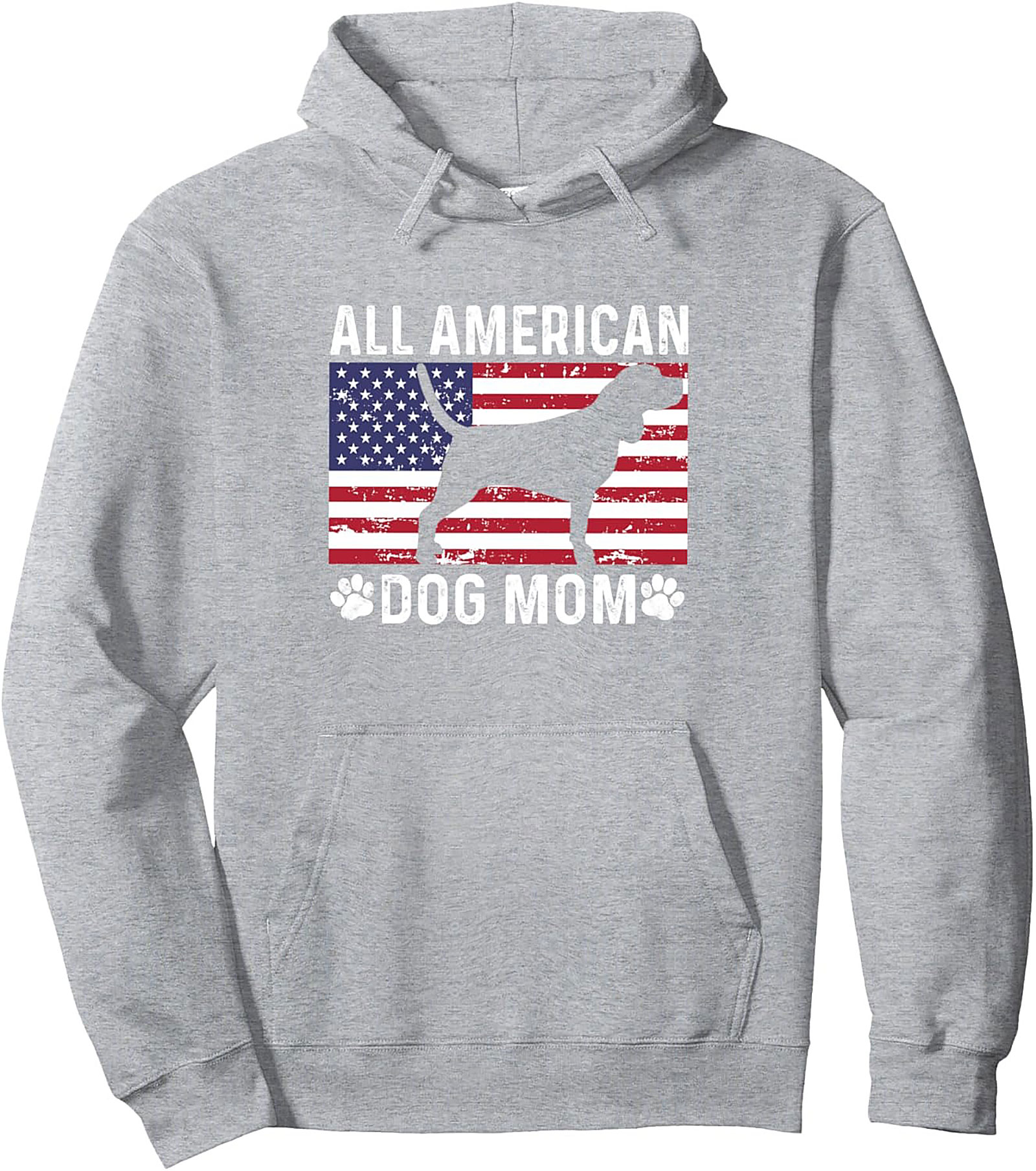 All American Dog Mom Pullover Hoodie - Patriotic Dog Lover Graphic Hoodie