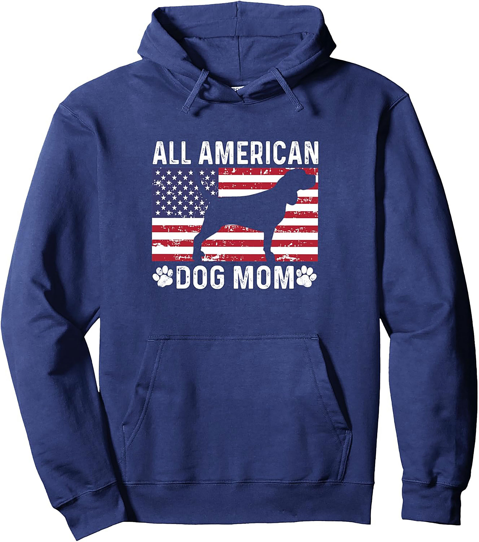 All American Dog Mom Pullover Hoodie - Patriotic Dog Lover Graphic Hoodie