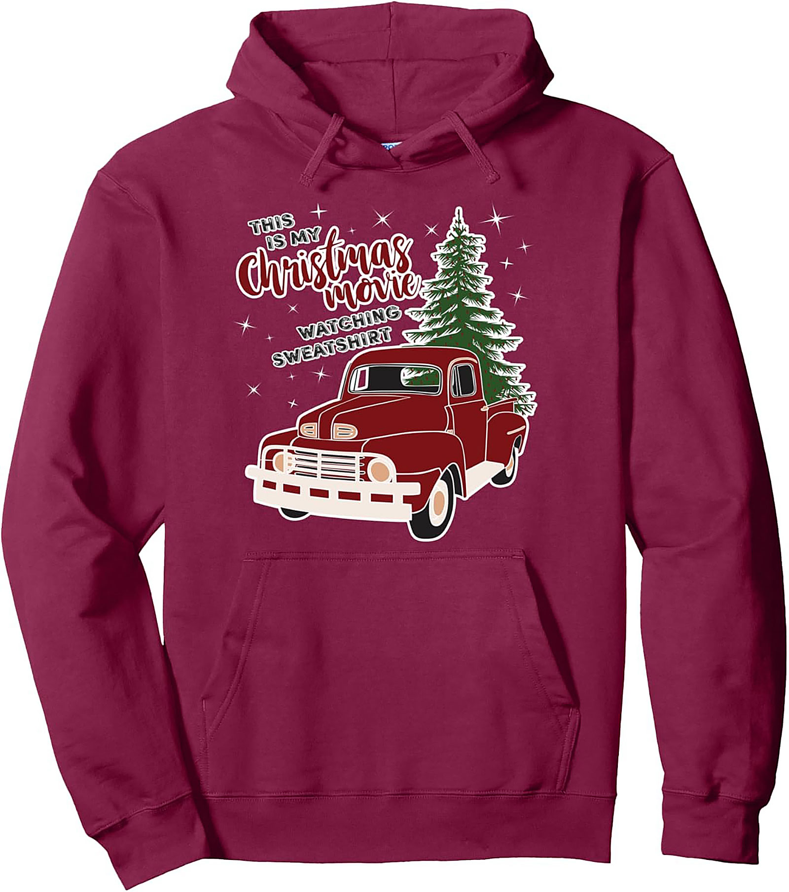 Christmas Movie Watching Hoodie Vintage Truck Pullover
