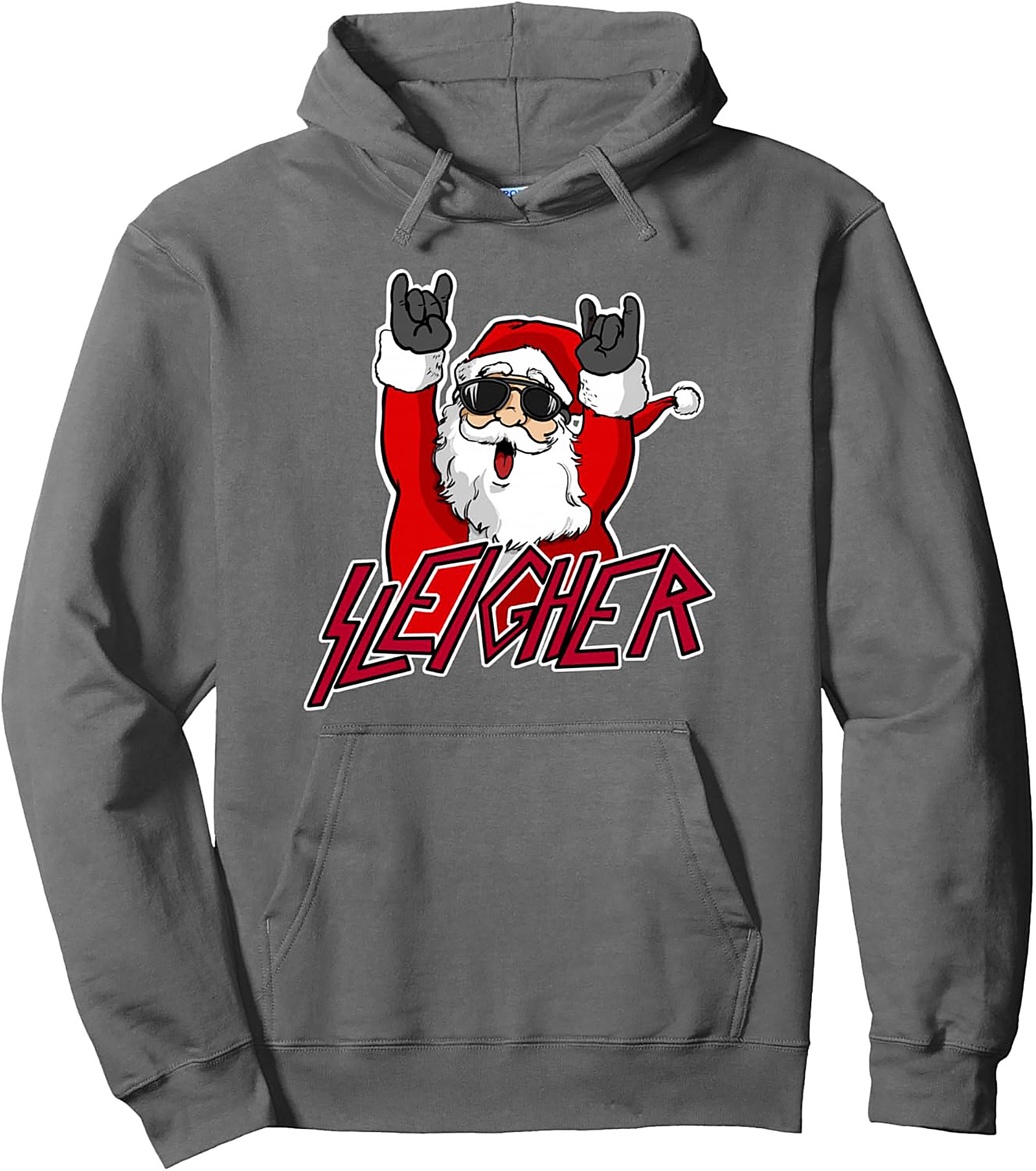 Sleigher Heavy Metal Christmas Pullover Hoodie Rock On Xmas