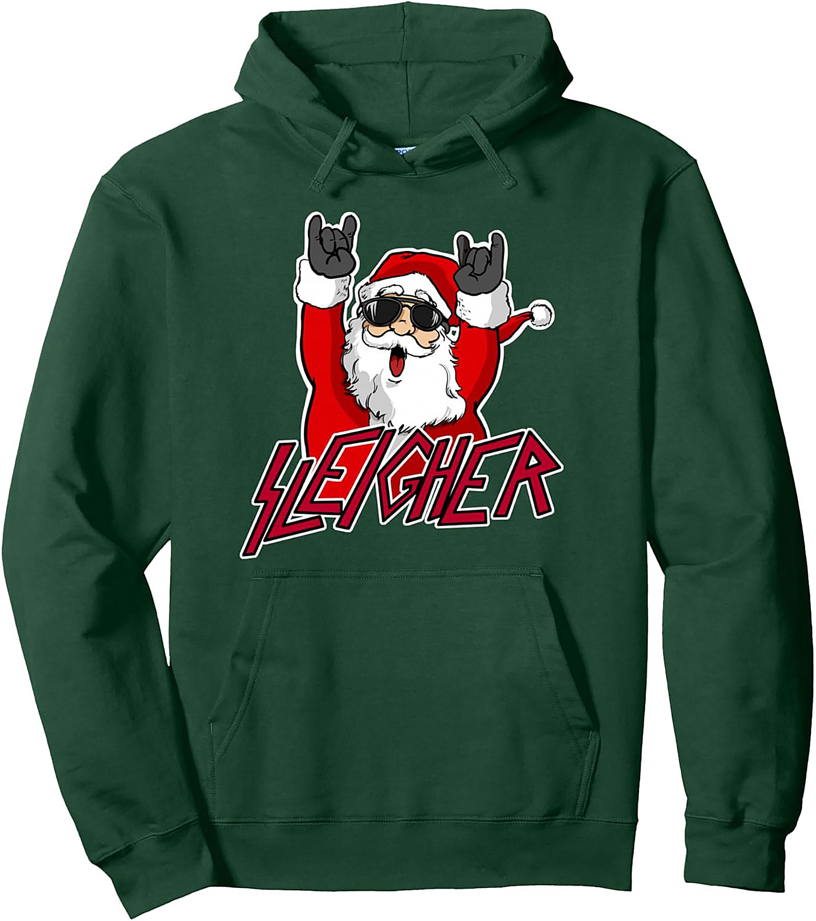 Sleigher Heavy Metal Christmas Pullover Hoodie Rock On Xmas