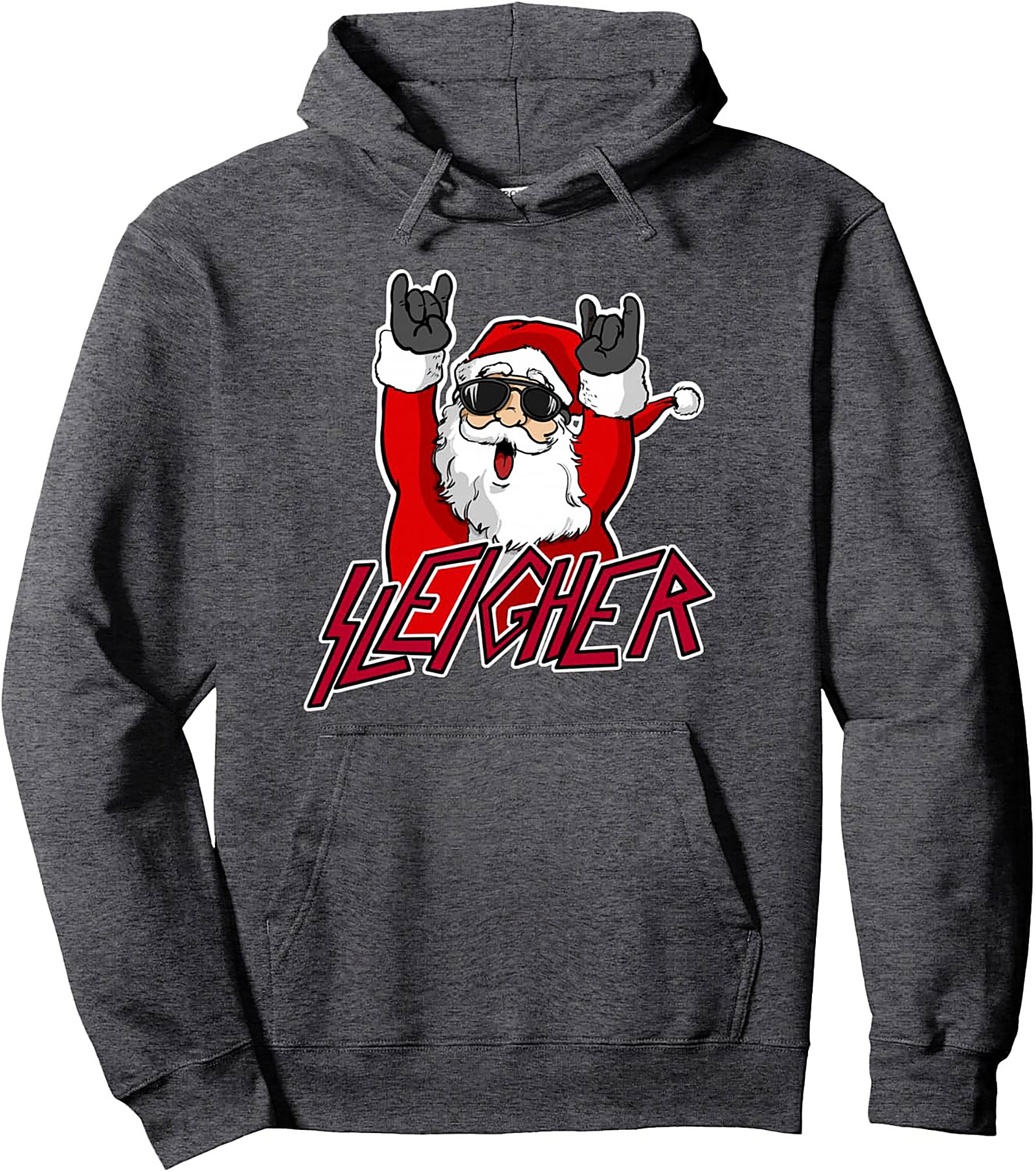 Sleigher Heavy Metal Christmas Pullover Hoodie Rock On Xmas