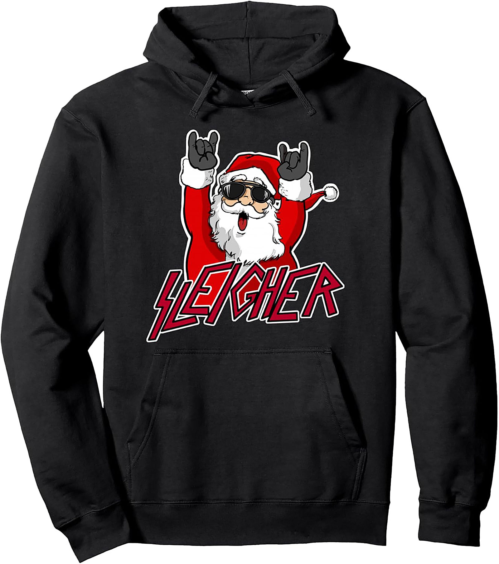 Sleigher Heavy Metal Christmas Pullover Hoodie Rock On Xmas