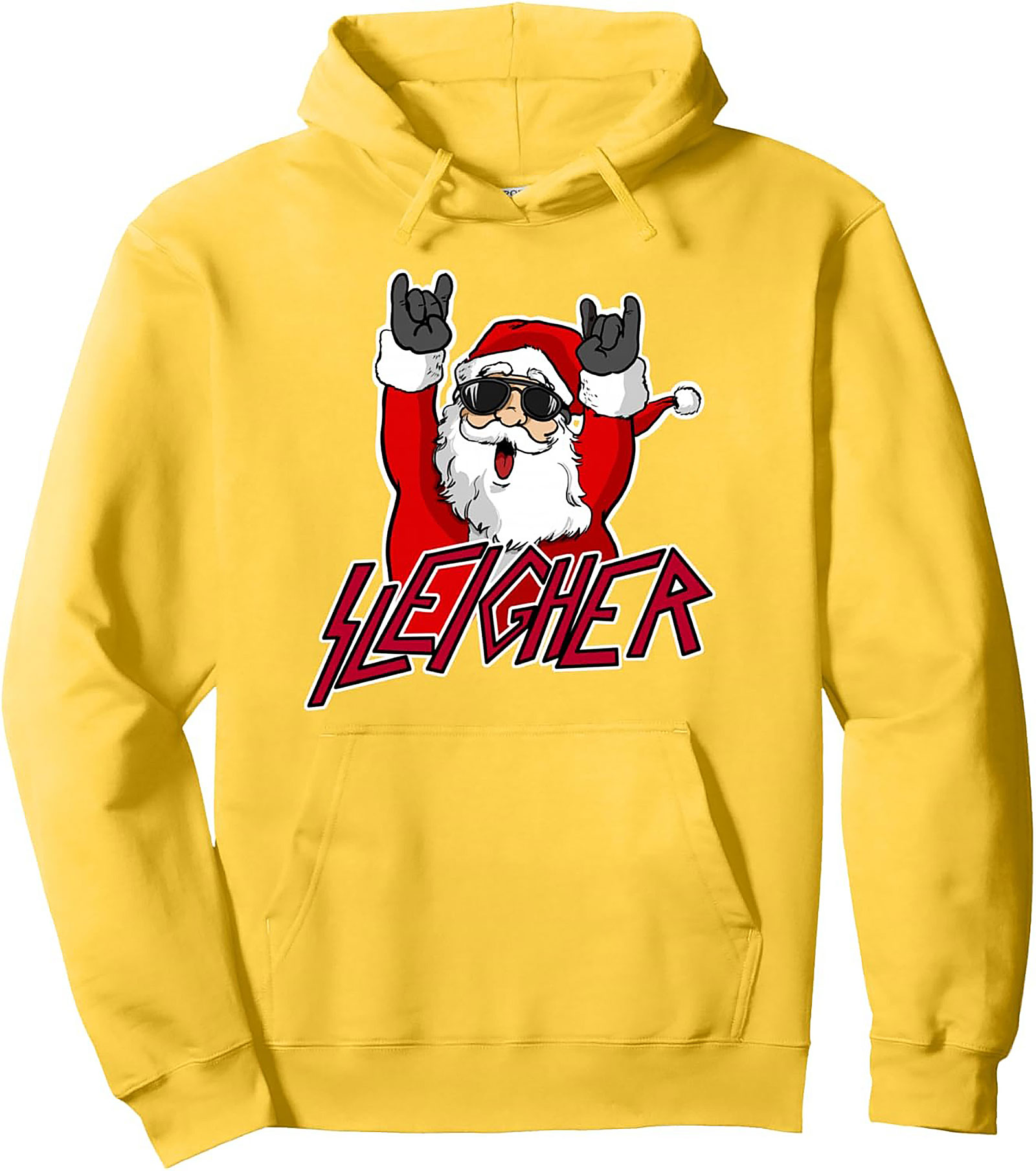 Sleigher Heavy Metal Christmas Pullover Hoodie Rock On Xmas
