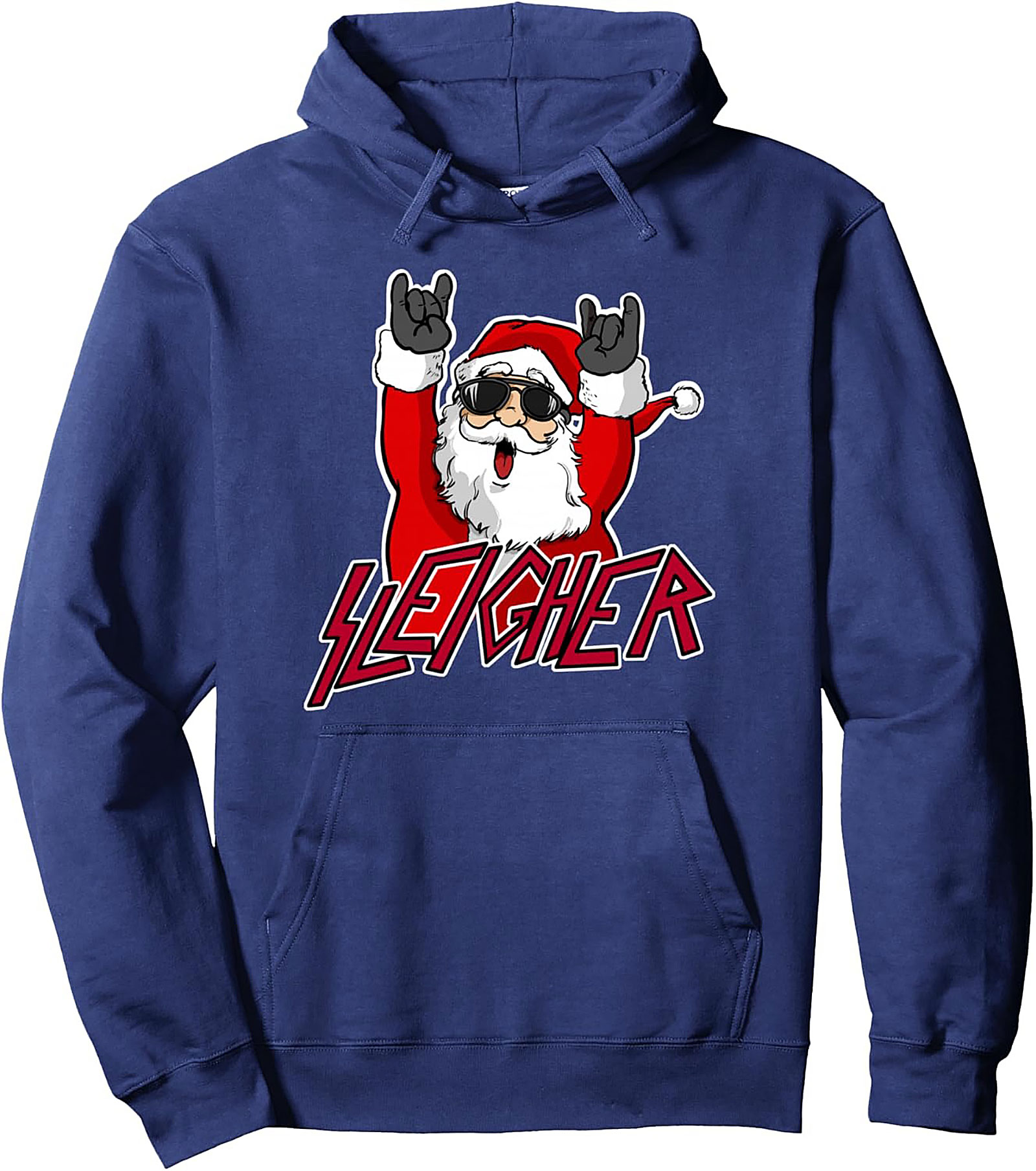 Sleigher Heavy Metal Christmas Pullover Hoodie Rock On Xmas