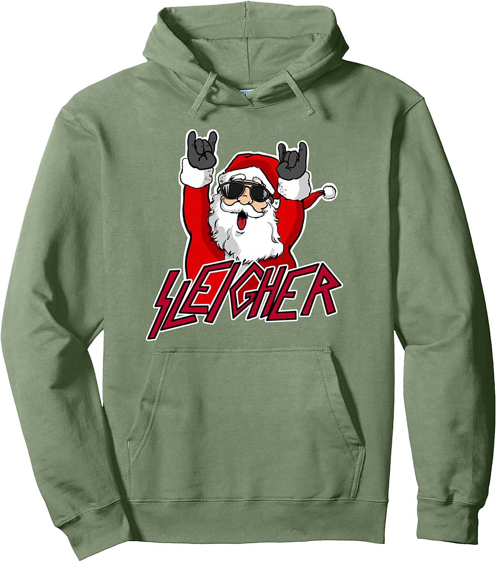 Sleigher Heavy Metal Christmas Pullover Hoodie Rock On Xmas