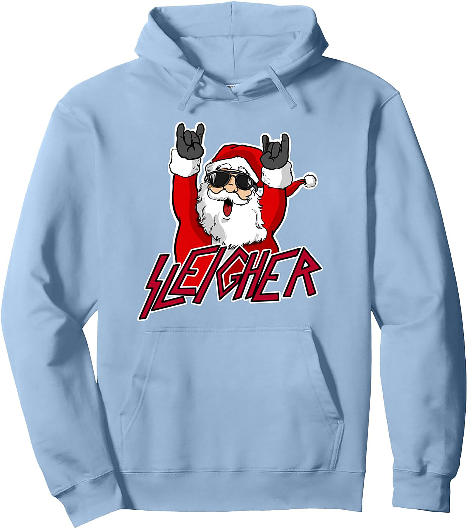Sleigher Heavy Metal Christmas Pullover Hoodie Rock On Xmas