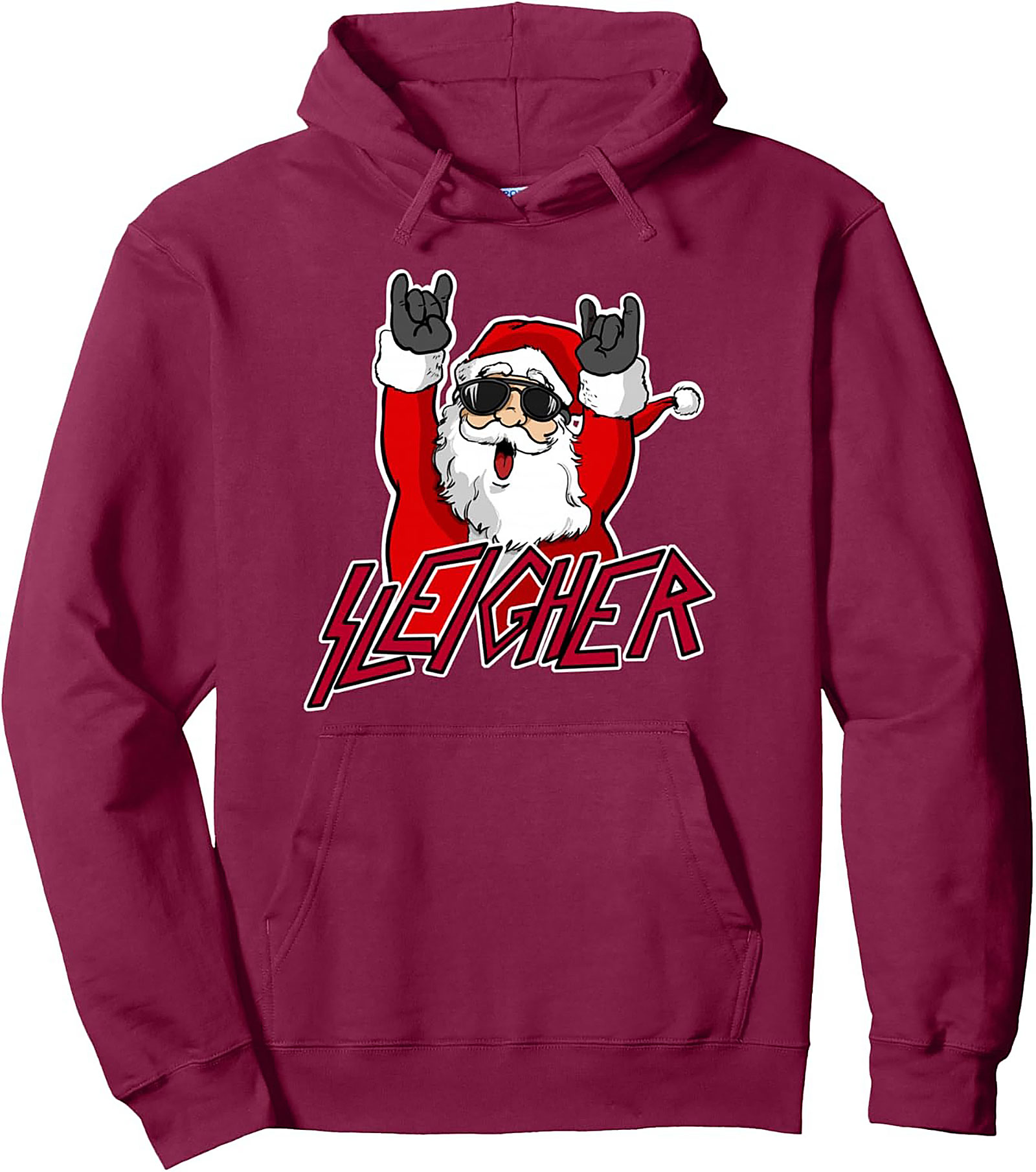 Sleigher Heavy Metal Christmas Pullover Hoodie Rock On Xmas